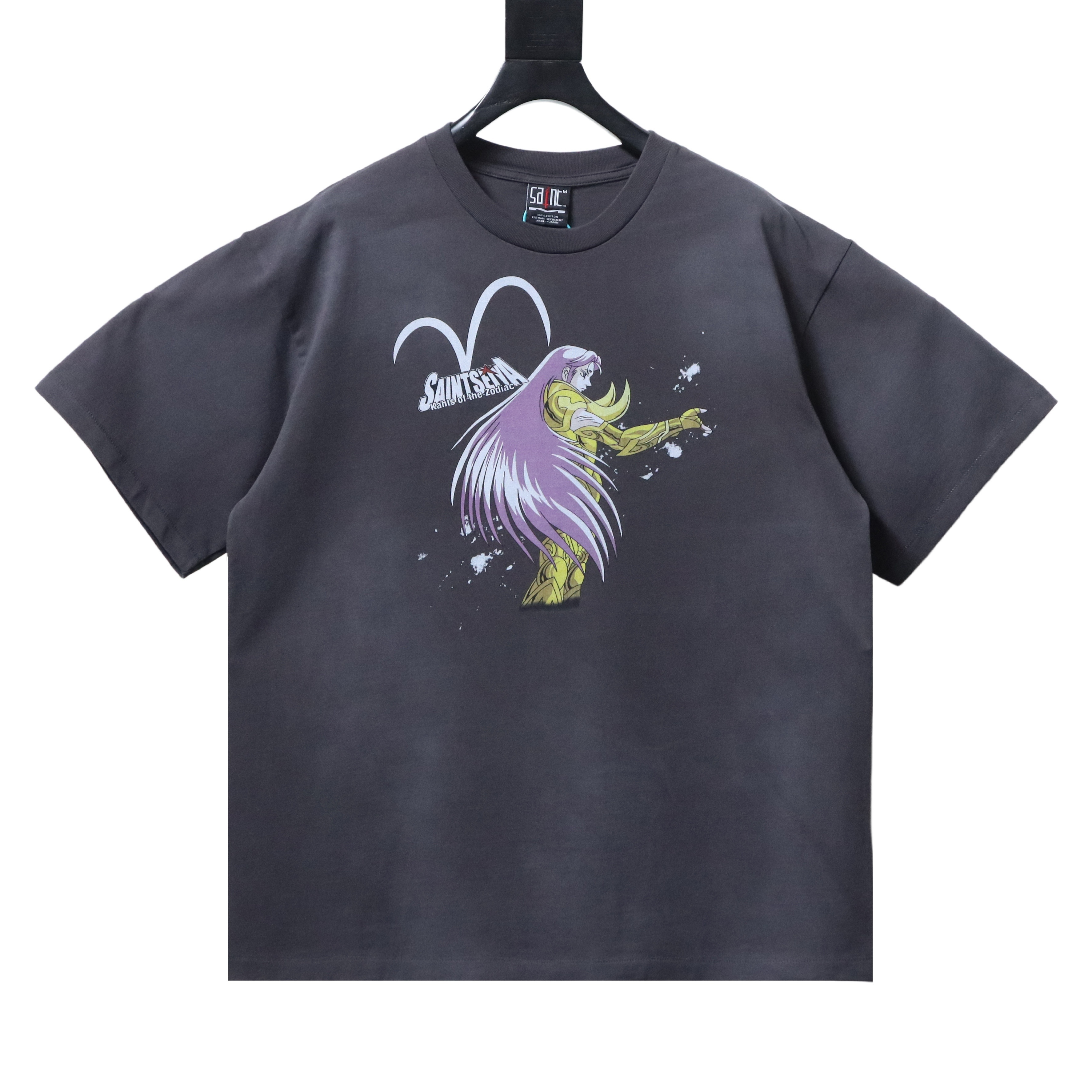 Saint Michael x Saint Seiya Aries Collaboration Printed T-Shirt YL#170 Black