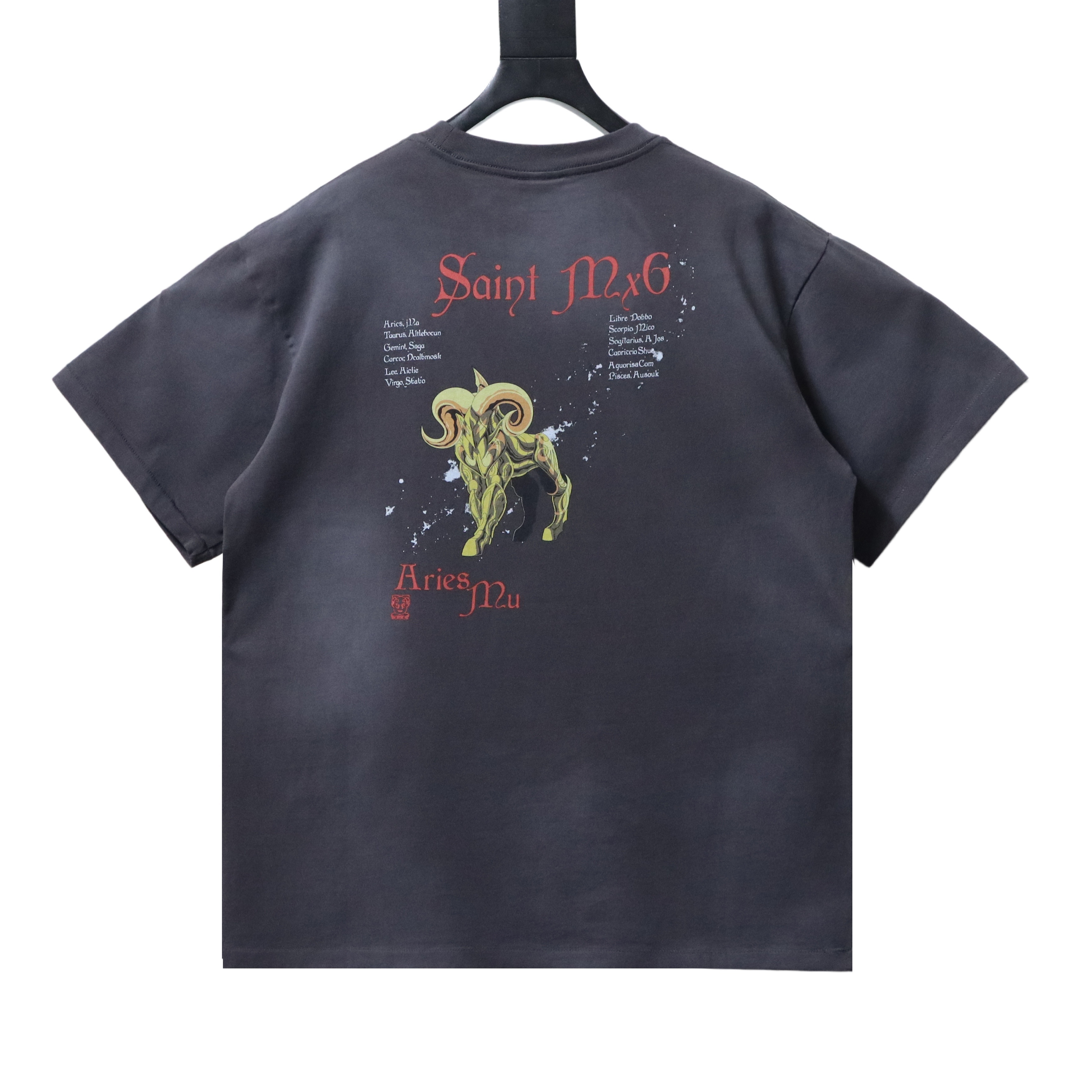 Saint Michael x Saint Seiya Aries Collaboration Printed T-Shirt YL#170 Black