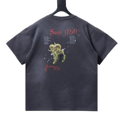 Saint Michael x Saint Seiya Aries Collaboration Printed T-Shirt YL#170 Black 02