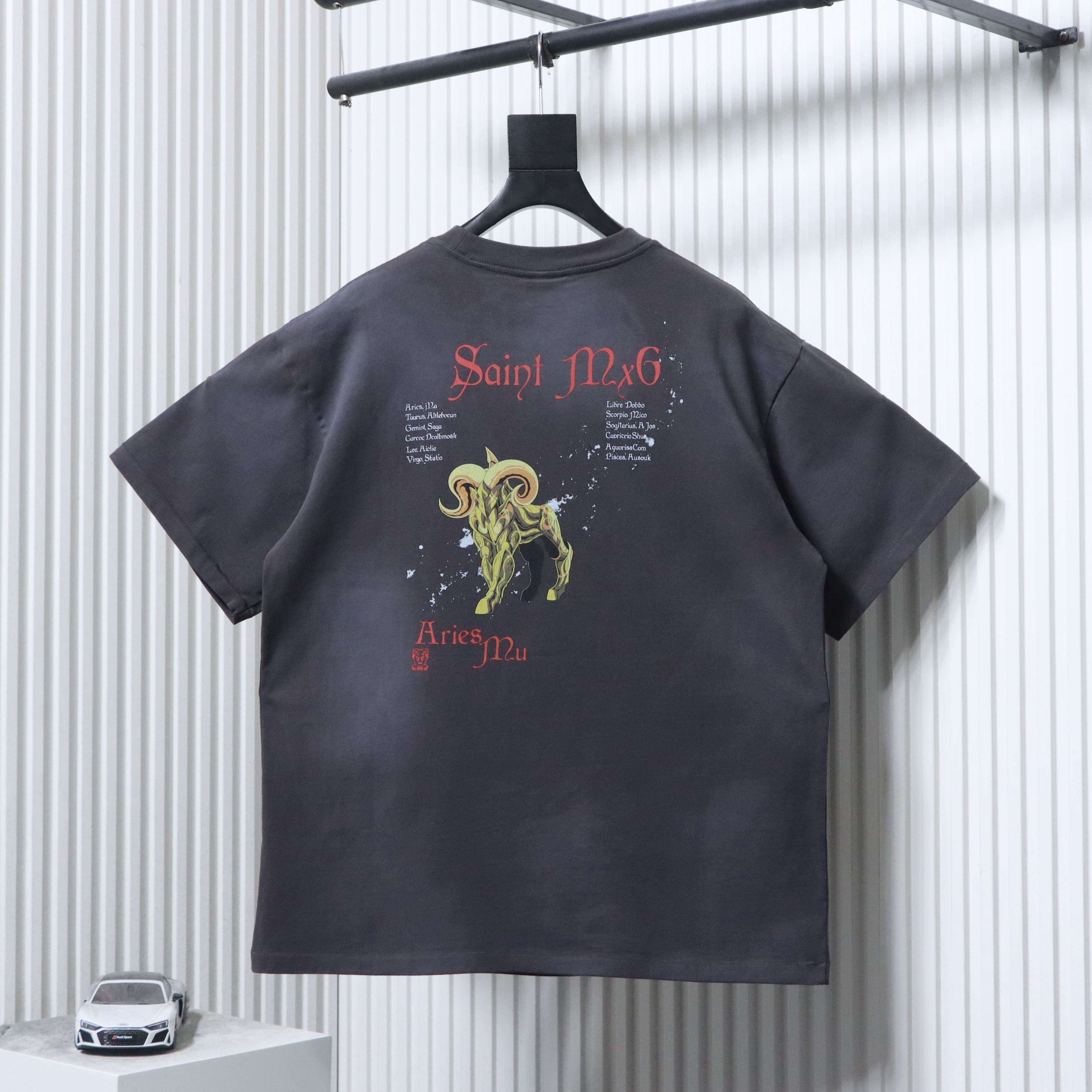 Saint Michael x Saint Seiya Aries Collaboration Printed T-Shirt YL#170 Black