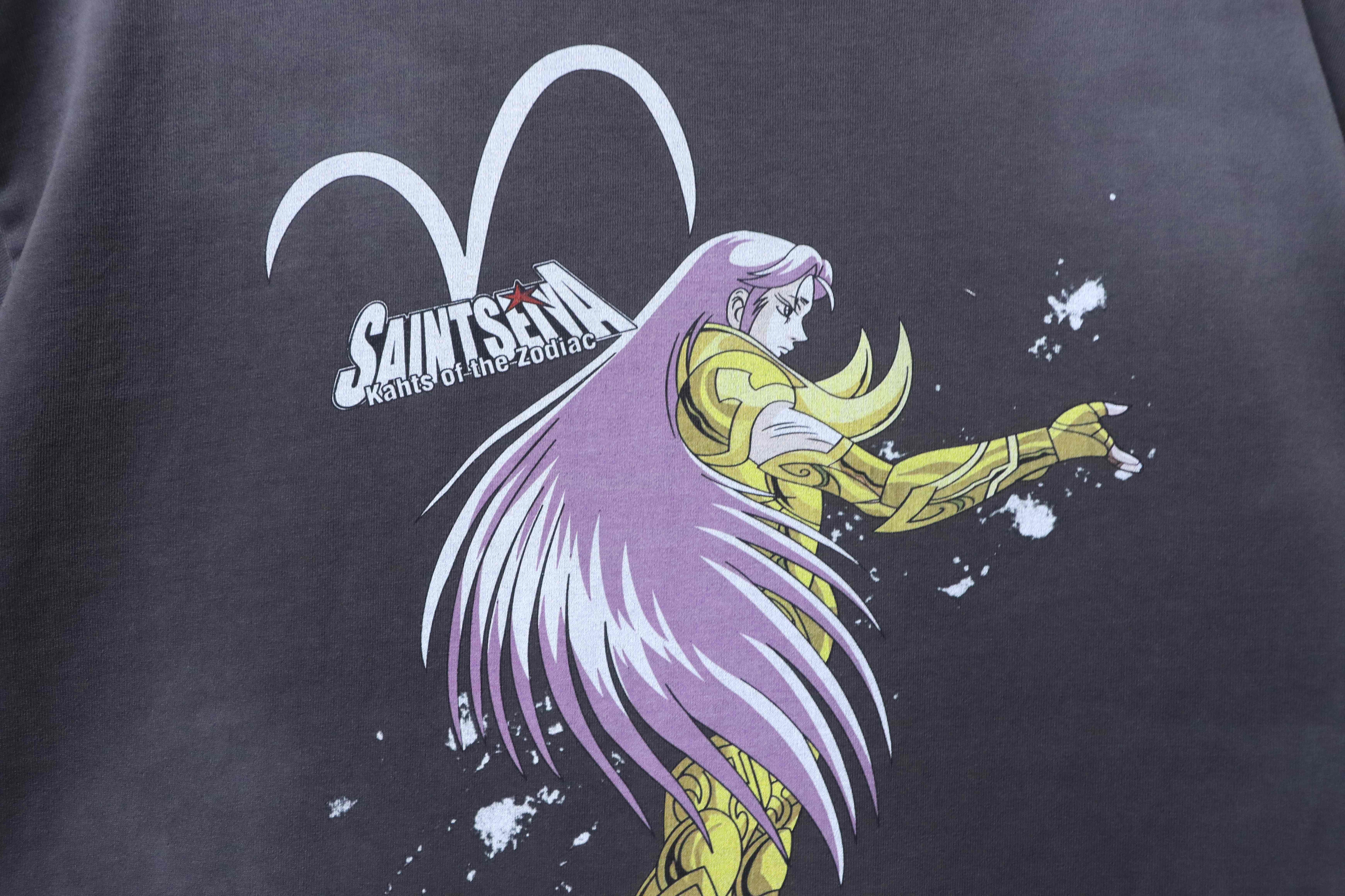 Saint Michael x Saint Seiya Aries Collaboration Printed T-Shirt YL#170 Black