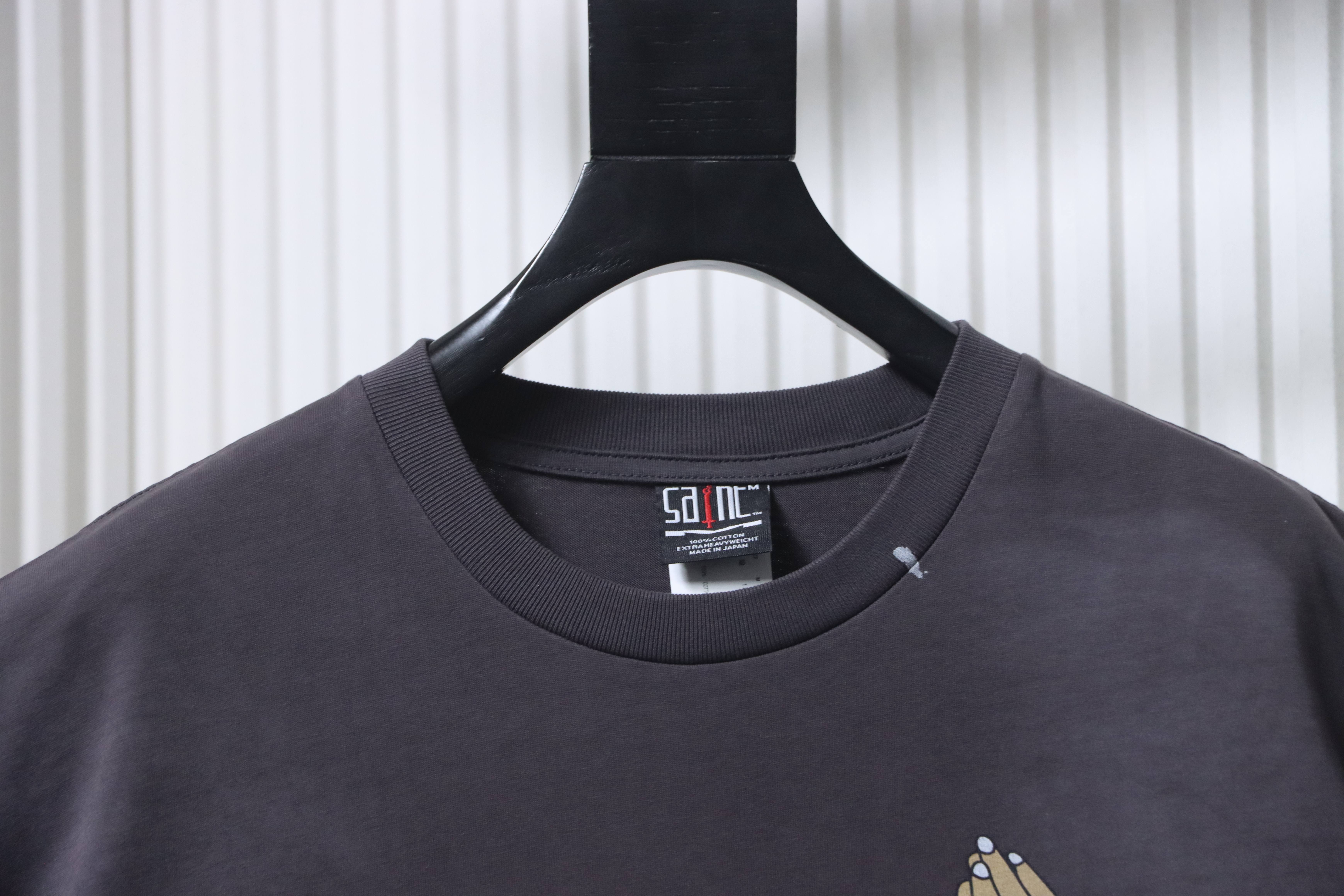 Saint Michael Neighborhood Collaboration Printed T-shirt YL#170 Black