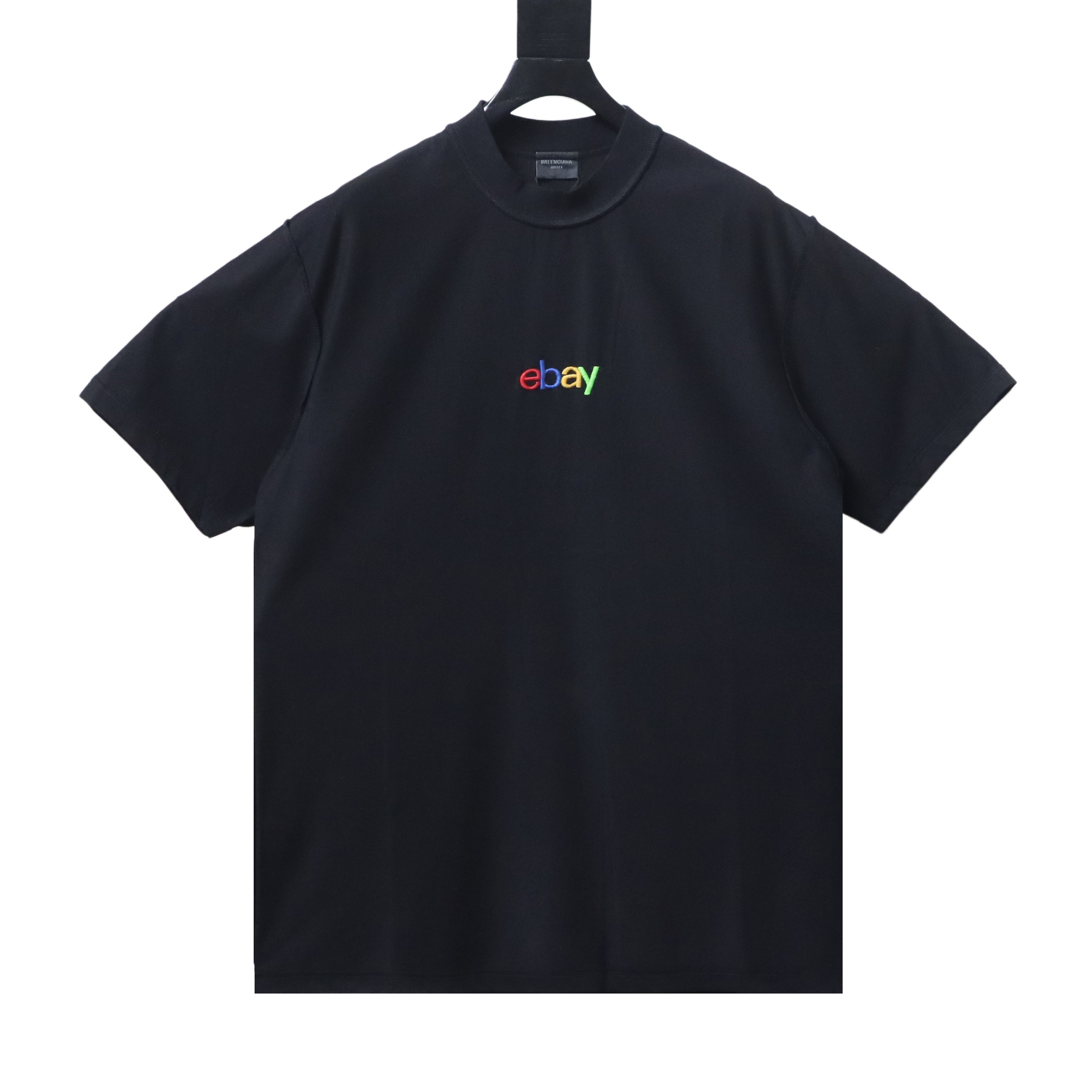 Balenciaga 24ss Chest ebay Embroidered T-Shirt YL#140 Black