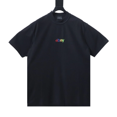 Balenciaga 24ss Chest ebay Embroidered T-Shirt YL#140 Black 01