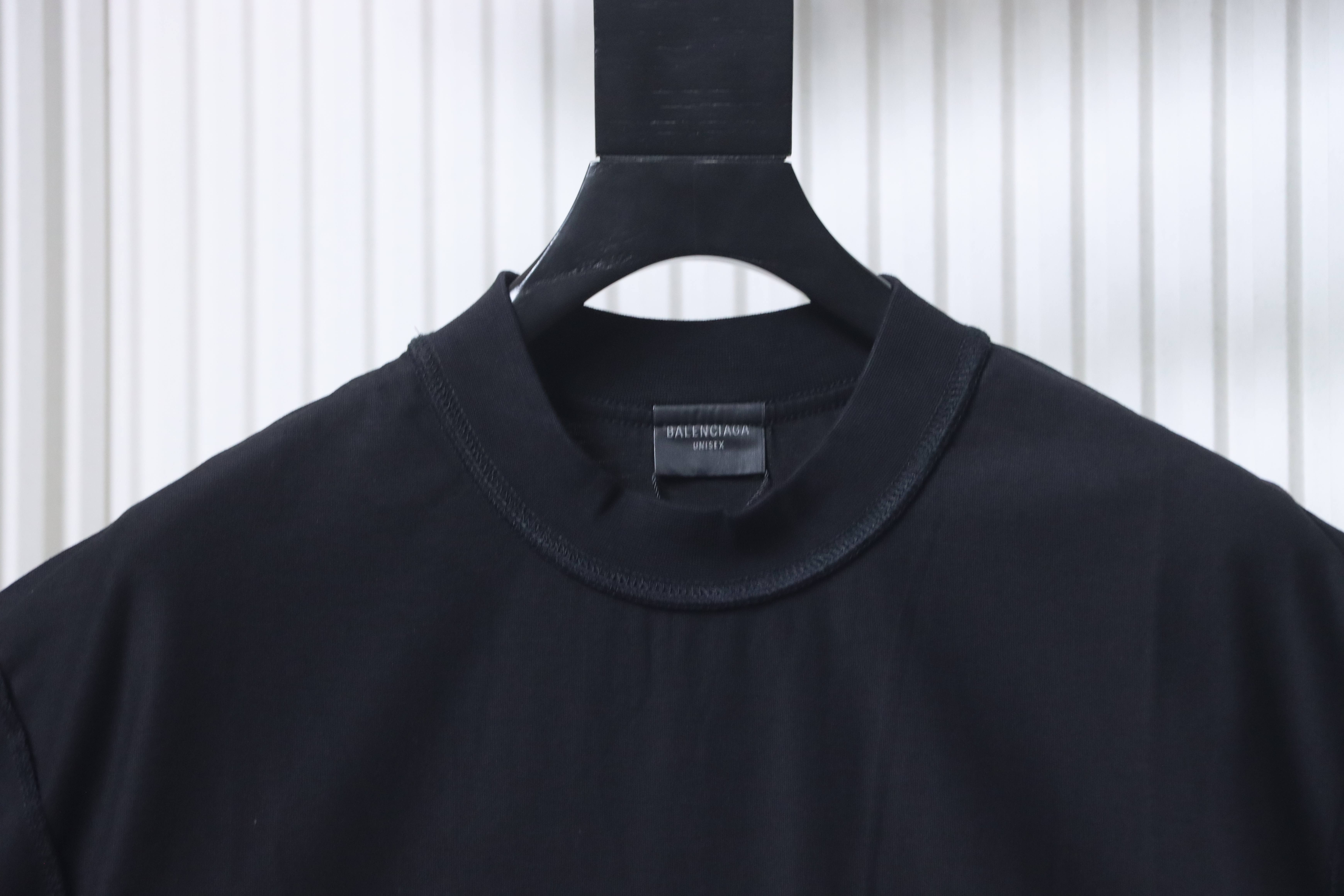 Balenciaga 24ss Chest ebay Embroidered T-Shirt YL#140 Black