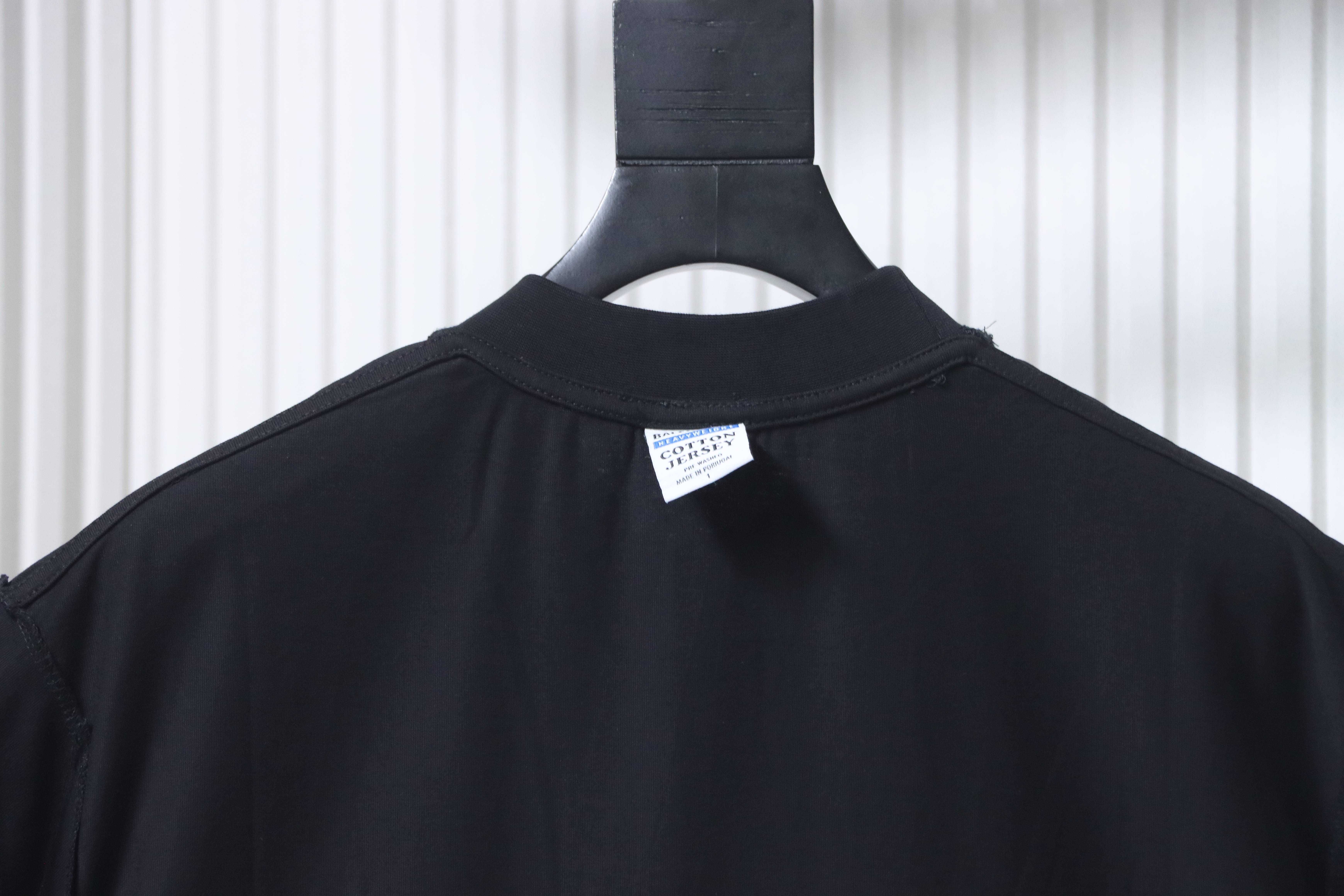 Balenciaga 24ss Chest ebay Embroidered T-Shirt YL#140 Black