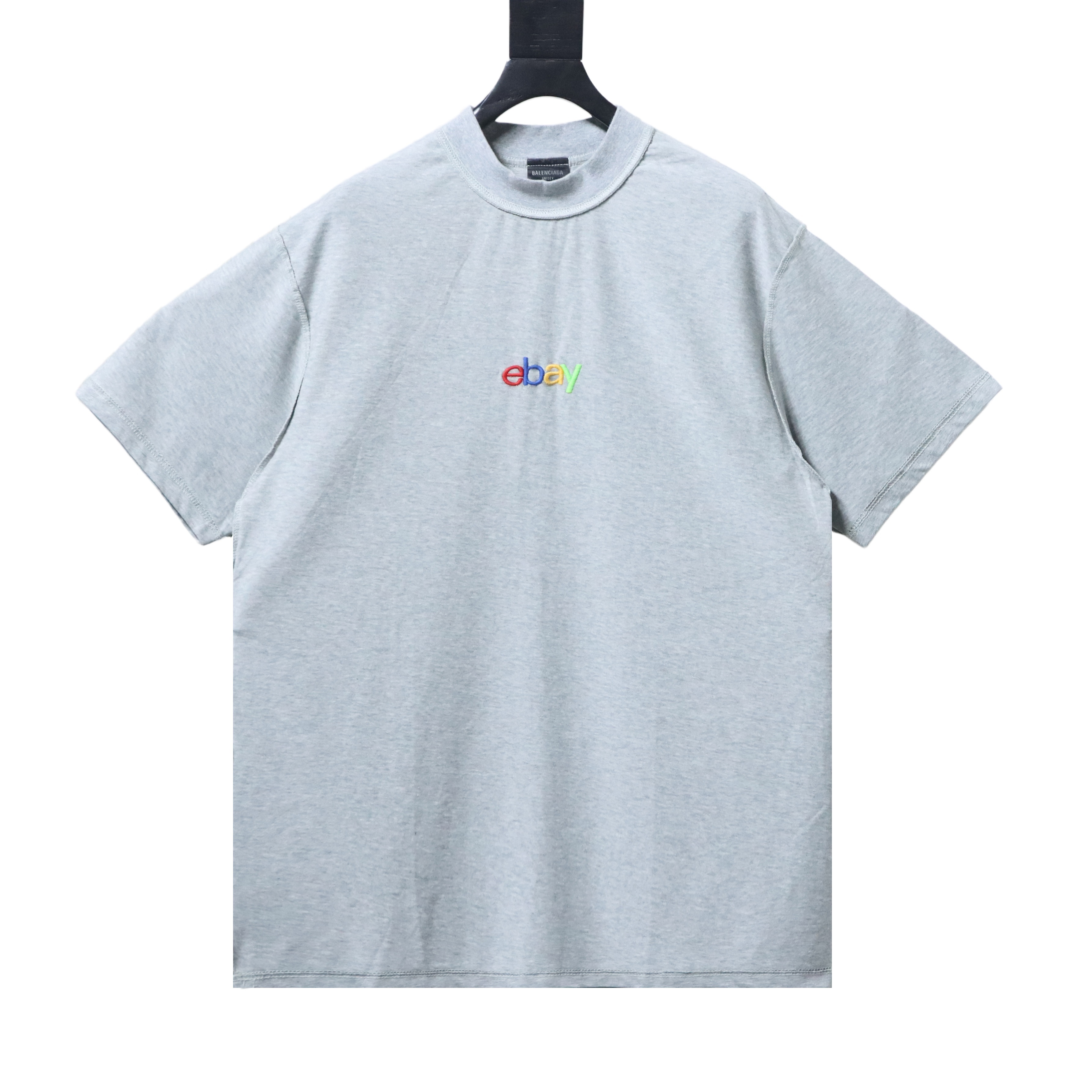 Balenciaga 24ss Chest ebay Embroidered T-Shirt YL#140 Grey