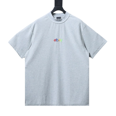 Balenciaga 24ss Chest ebay Embroidered T-Shirt YL#140 Grey 01