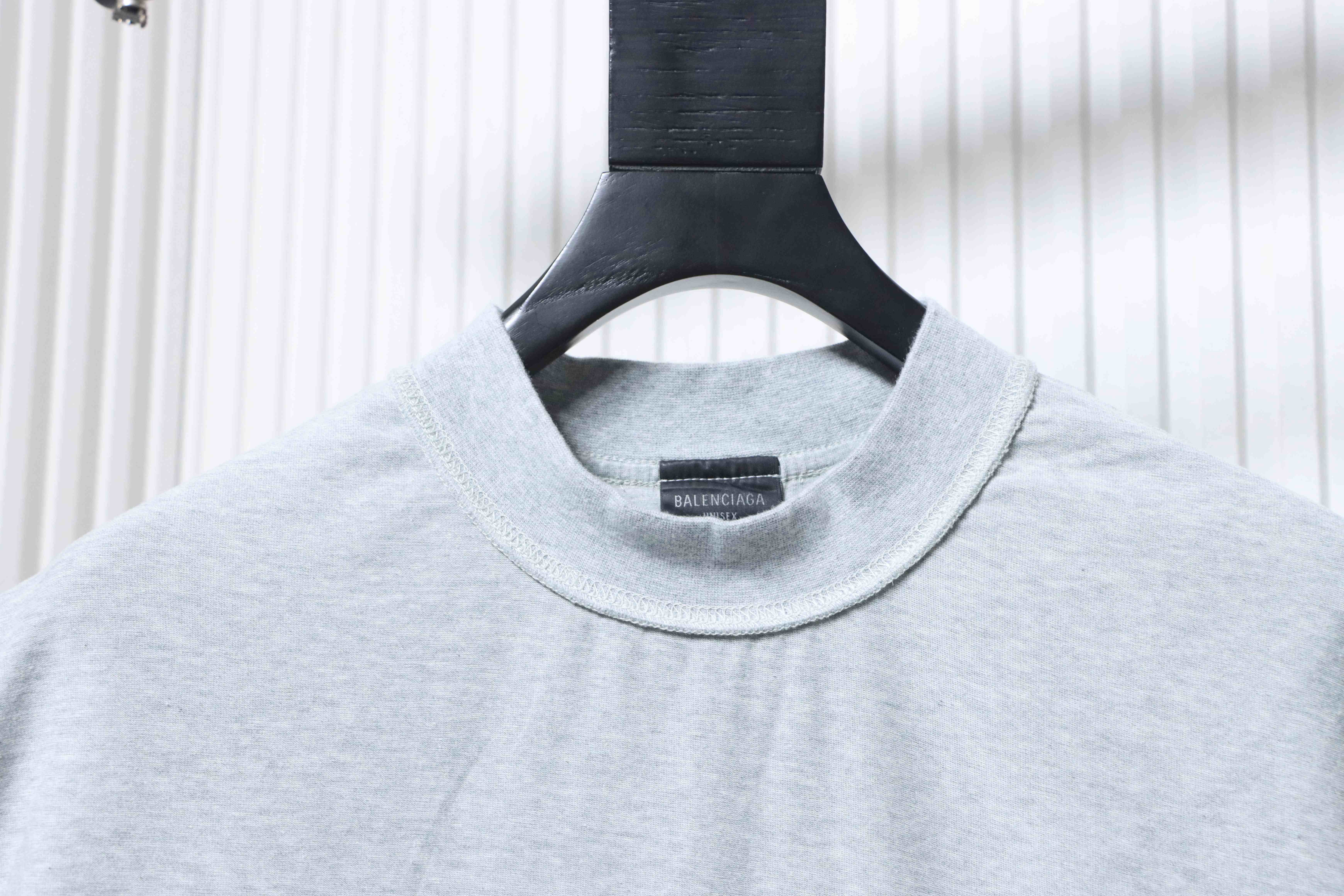 Balenciaga 24ss Chest ebay Embroidered T-Shirt YL#140 Grey