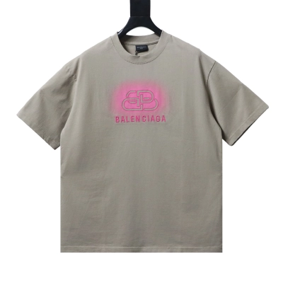 Balenciaga 25ss Lock-on Letter Embroidery Inkjet T-Shirt YL#140 Brown 01