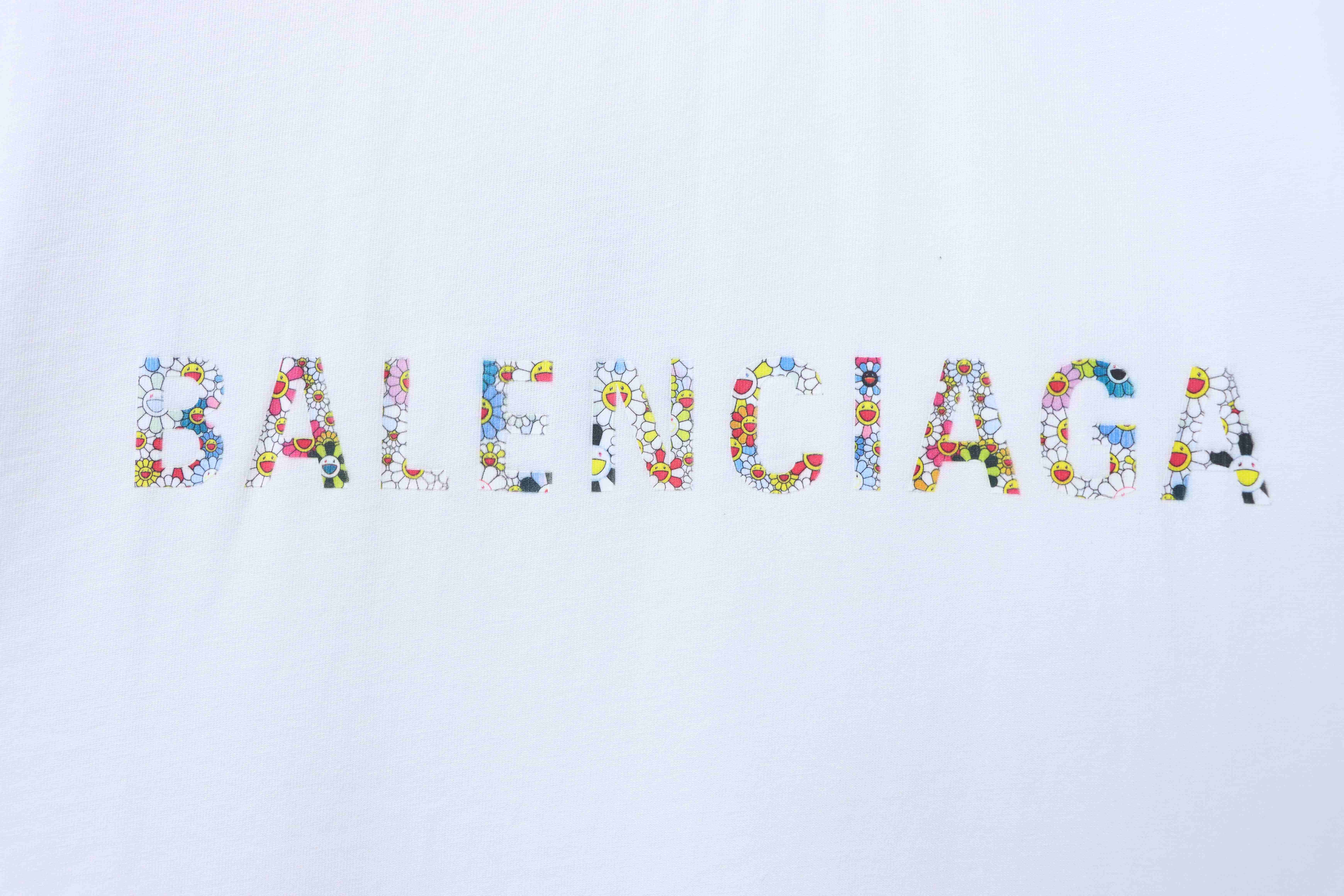 Balenciaga 25ss Sunflower Textured Seam T-Shirt YL#160 White