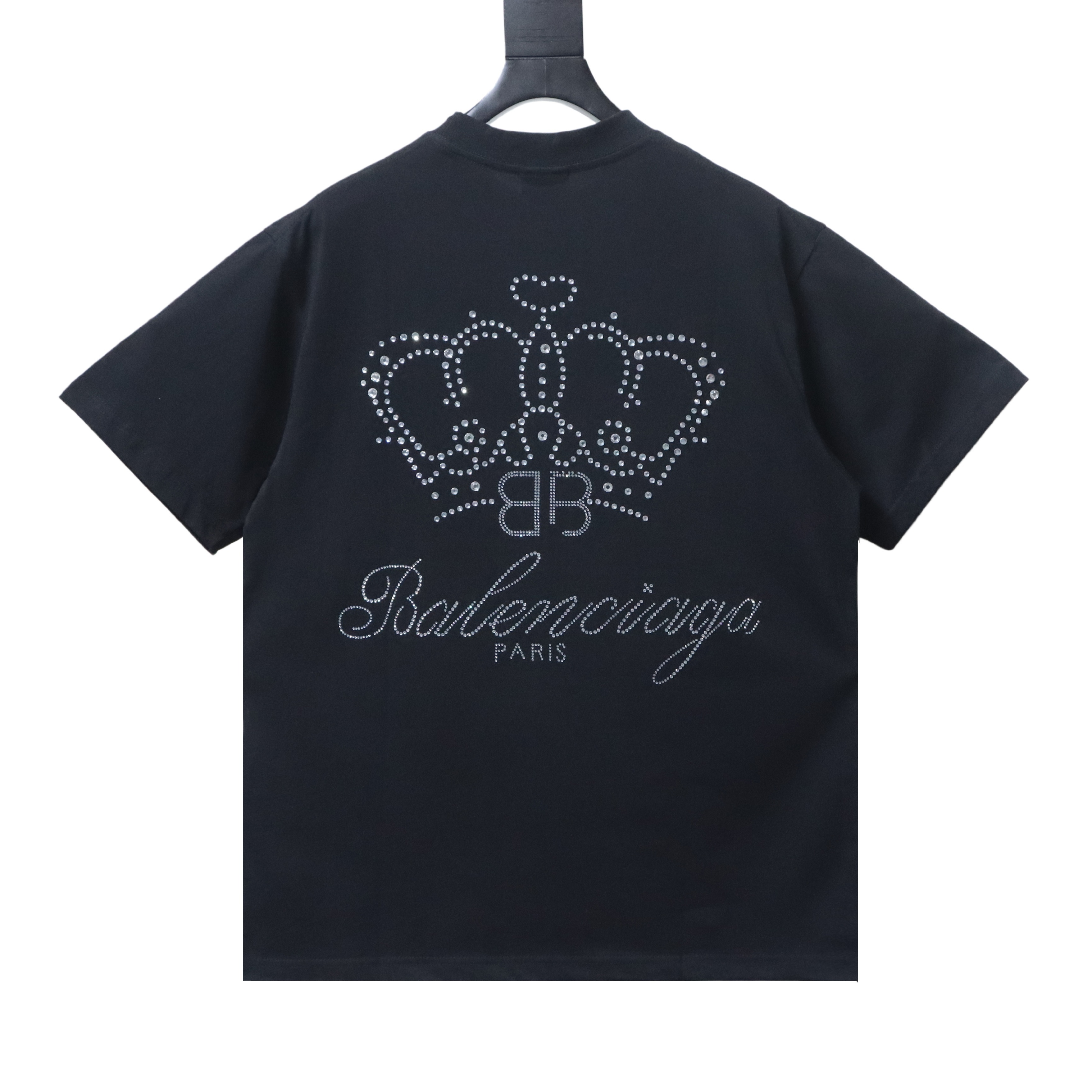 Balenciaga BB Crown Rhinestone T-Shirt YL#160 Black