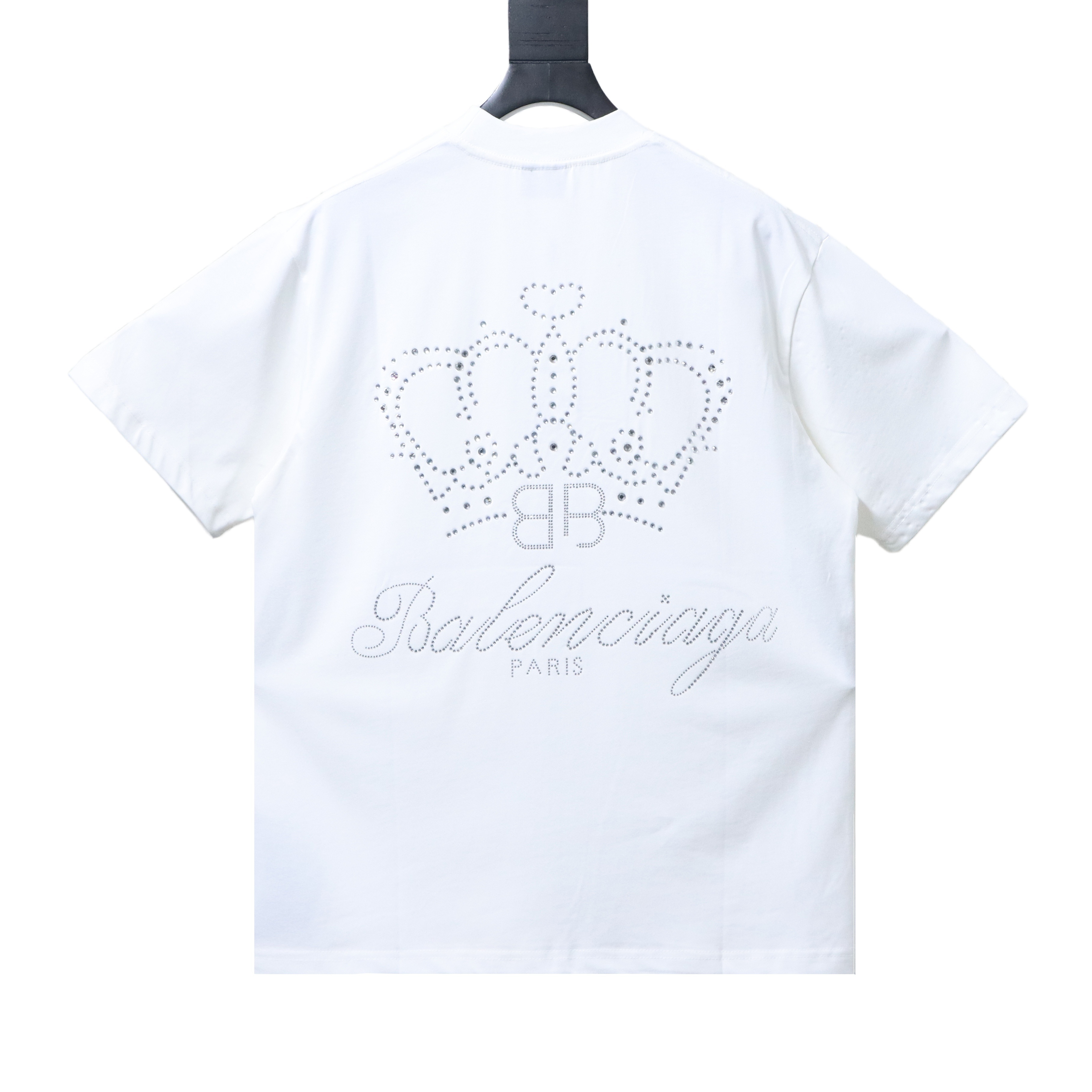 Balenciaga BB Crown Rhinestone T-Shirt YL#160 White