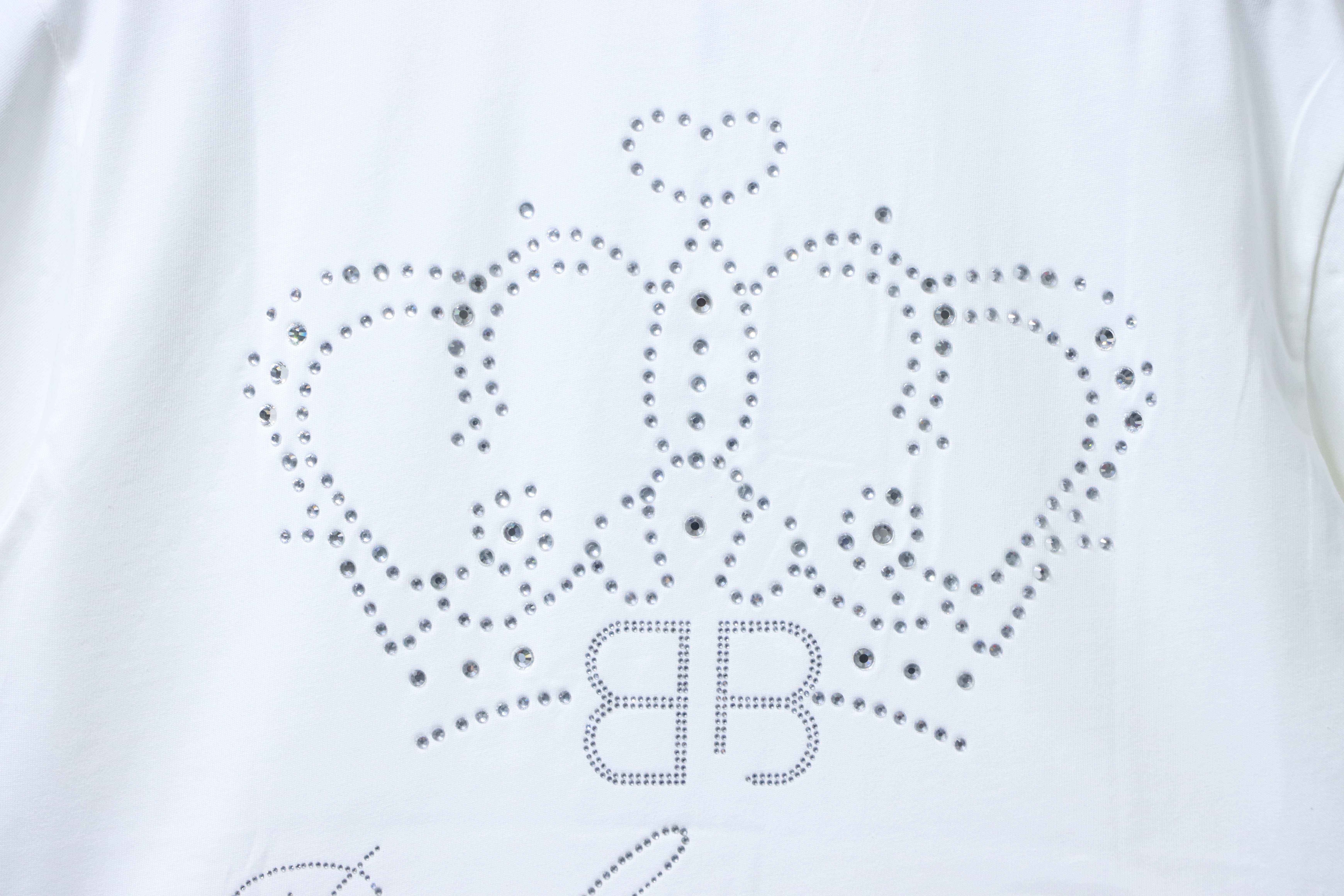 Balenciaga BB Crown Rhinestone T-Shirt YL#160 White