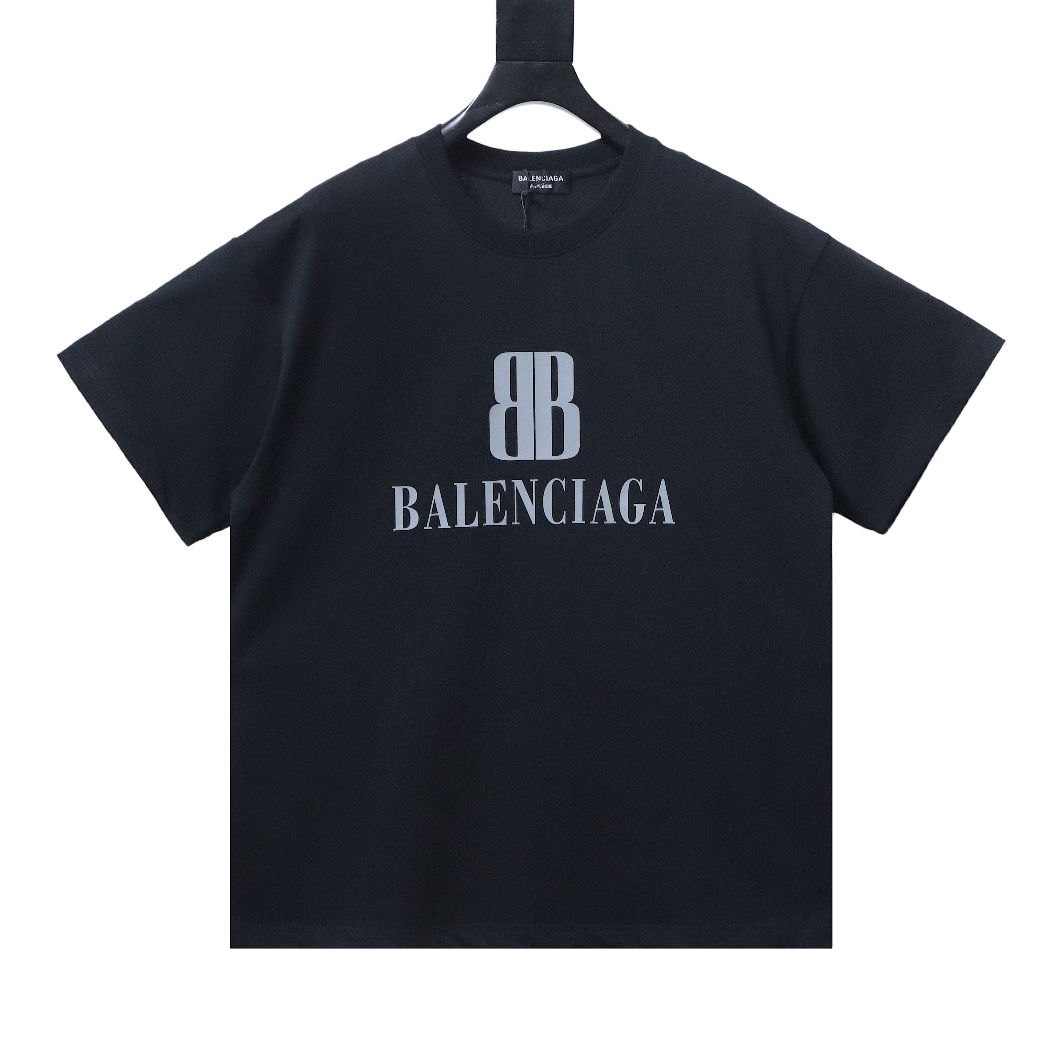 Balenciaga Double B Logo Print T-Shirt YL#140 Black