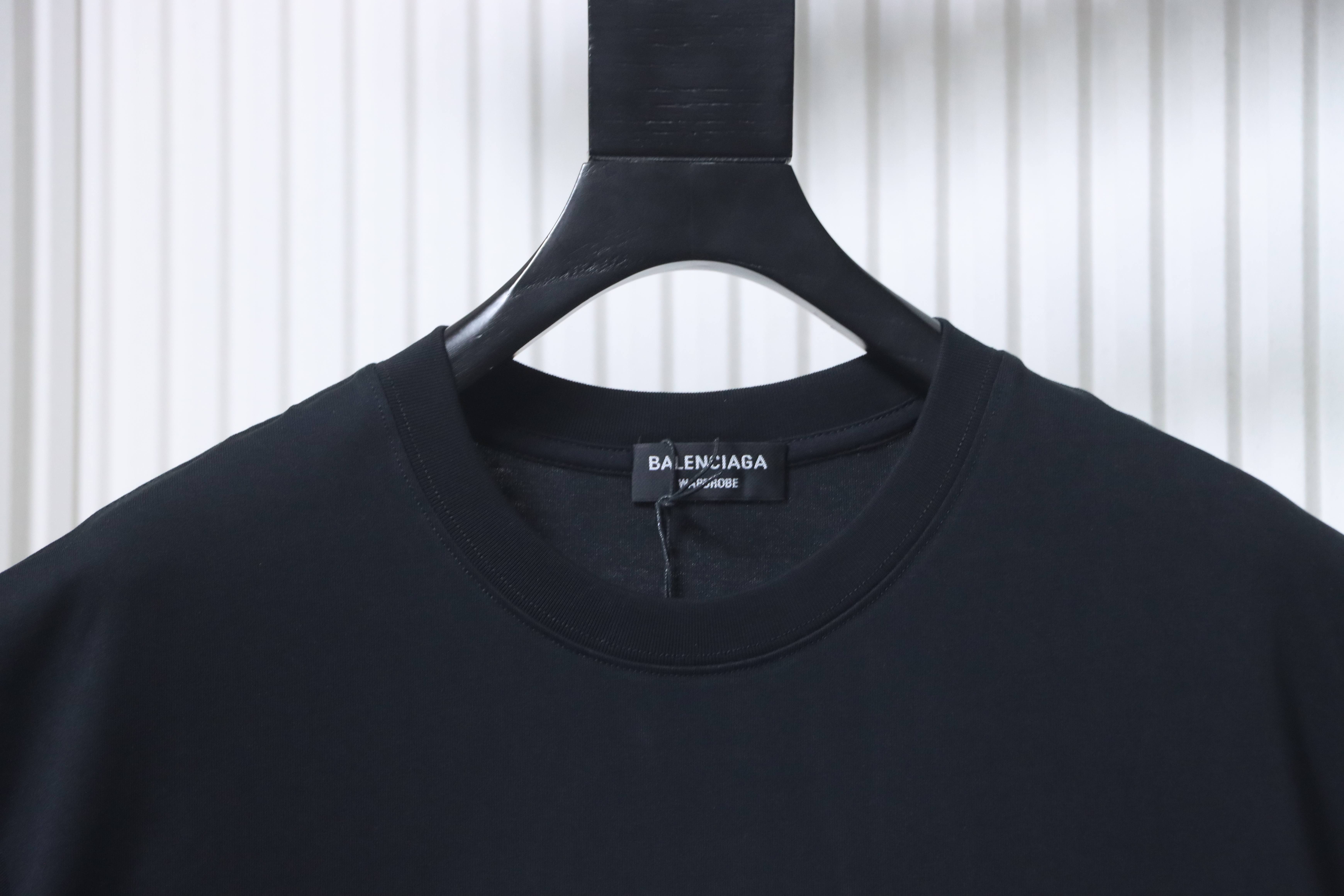 Balenciaga Double B Logo Print T-Shirt YL#140 Black