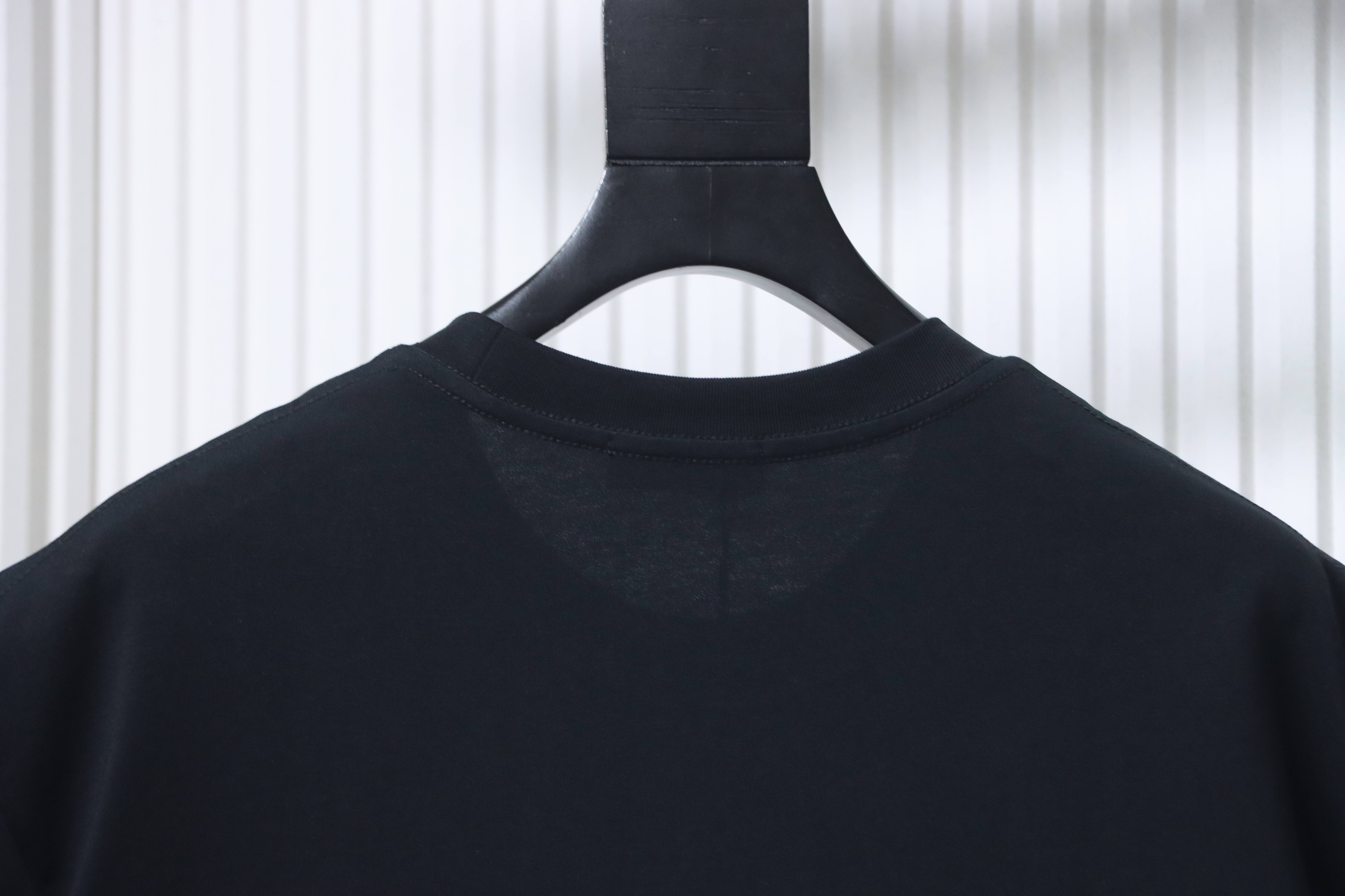 Balenciaga Double B Logo Print T-Shirt YL#140 Black