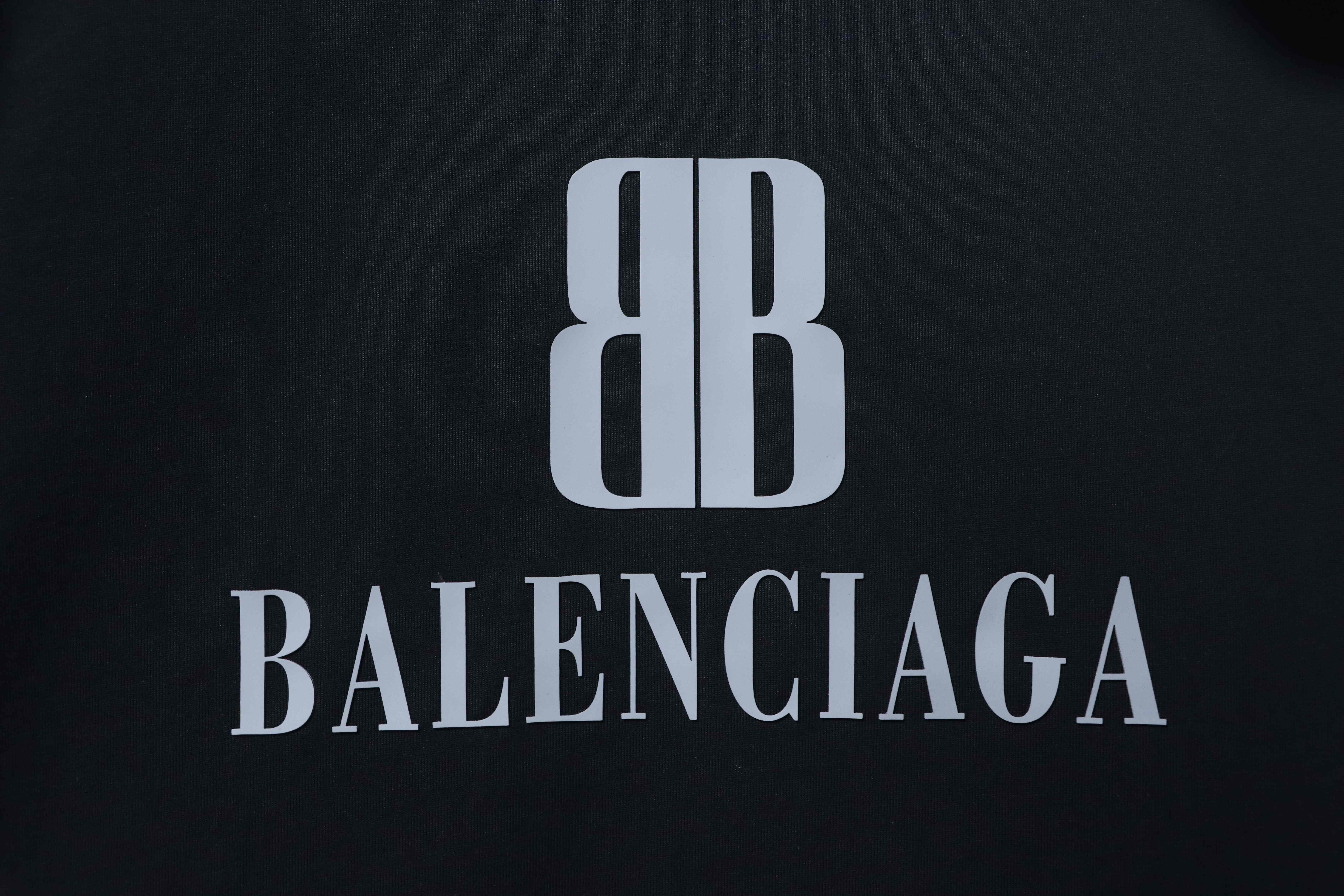 Balenciaga Double B Logo Print T-Shirt YL#140 Black