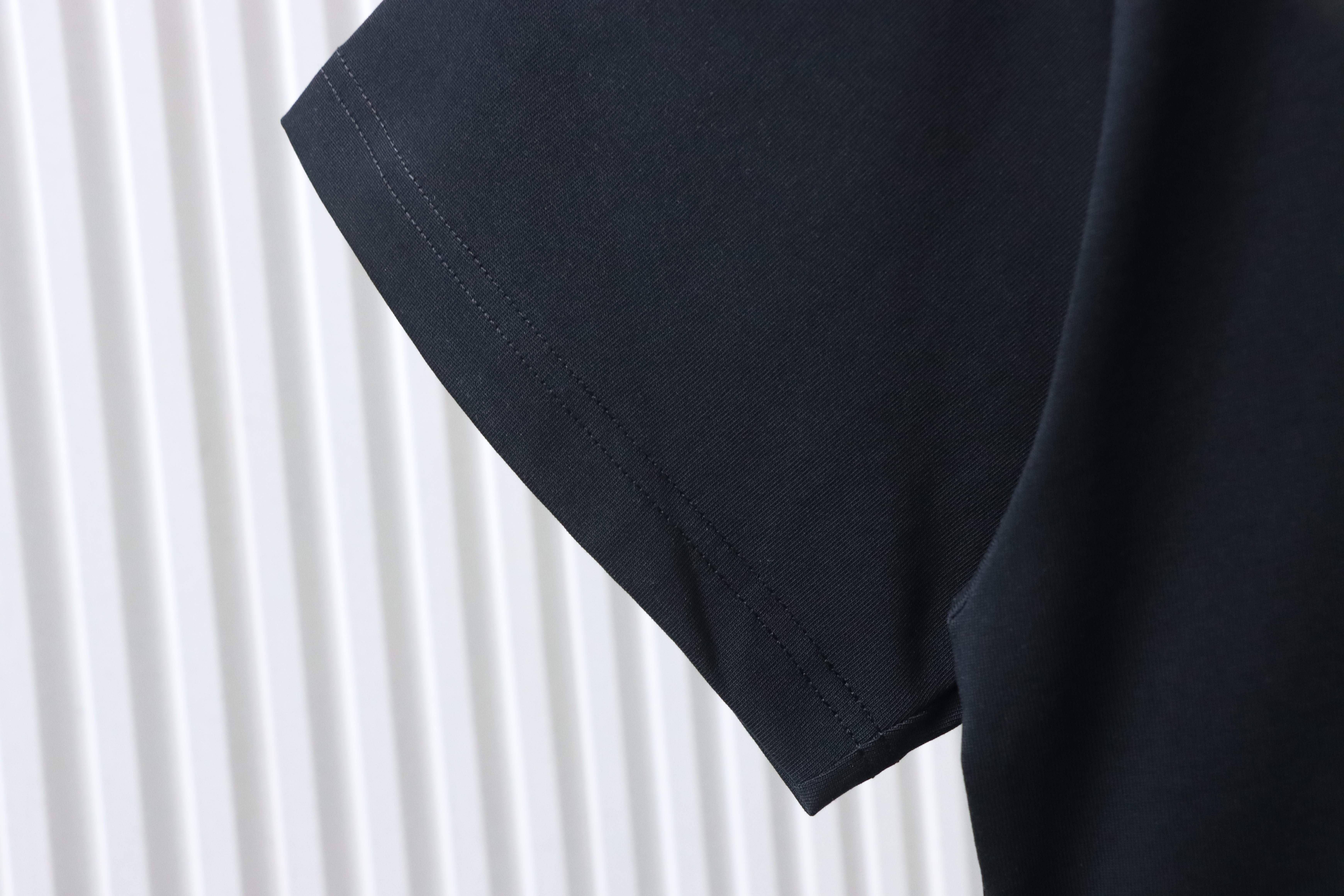 Balenciaga Double B Logo Print T-Shirt YL#140 Black