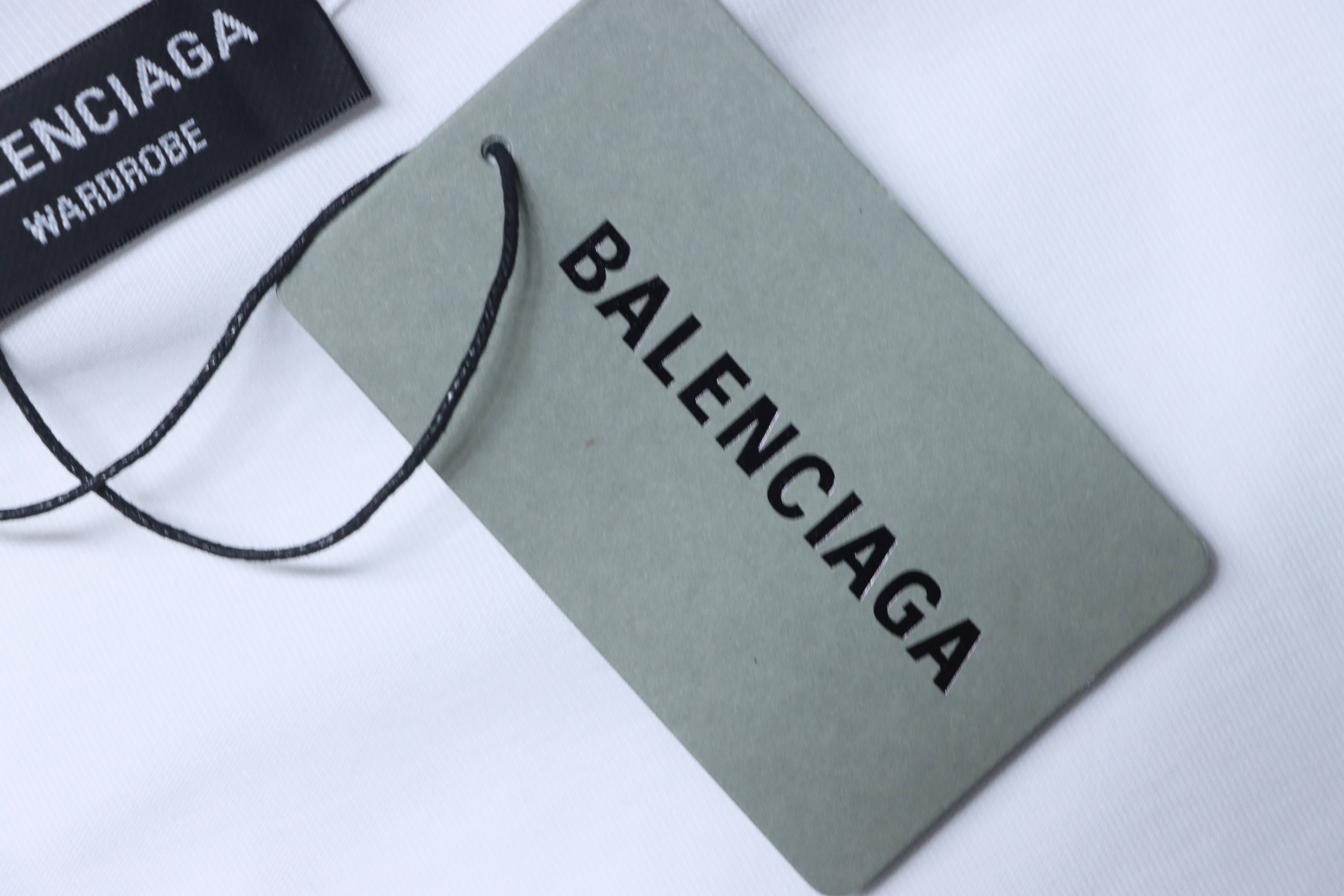 Balenciaga Double B Logo Print T-Shirt YL#140 White