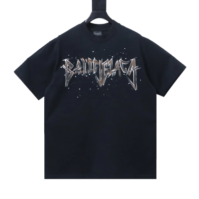 Balenciaga Double BB Hand-Painted Graffiti T-Shirt YL#150 Black 01