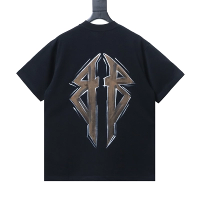 Balenciaga Double BB Hand-Painted Graffiti T-Shirt YL#150 Black 02