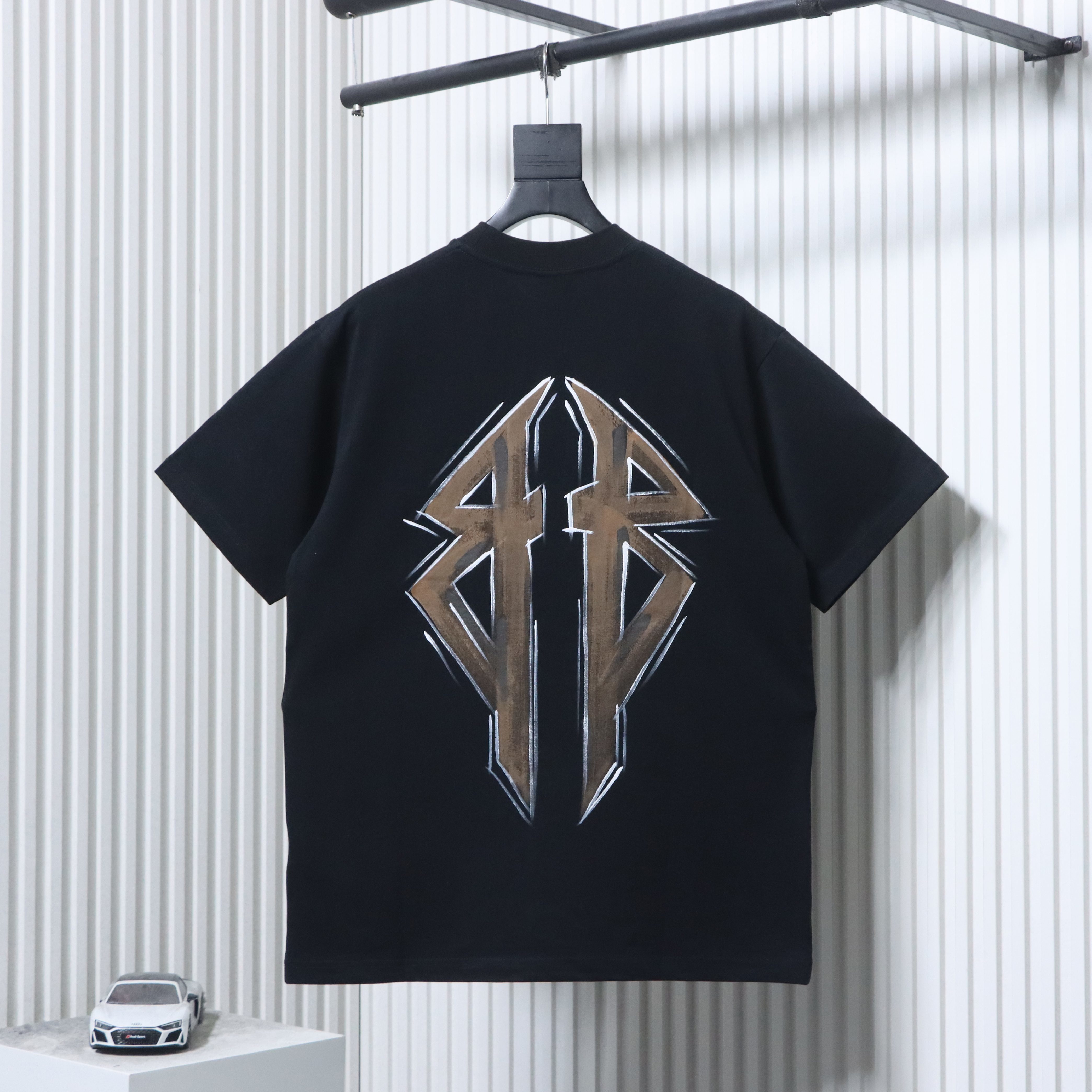 Balenciaga Double BB Hand-Painted Graffiti T-Shirt YL#150 Black