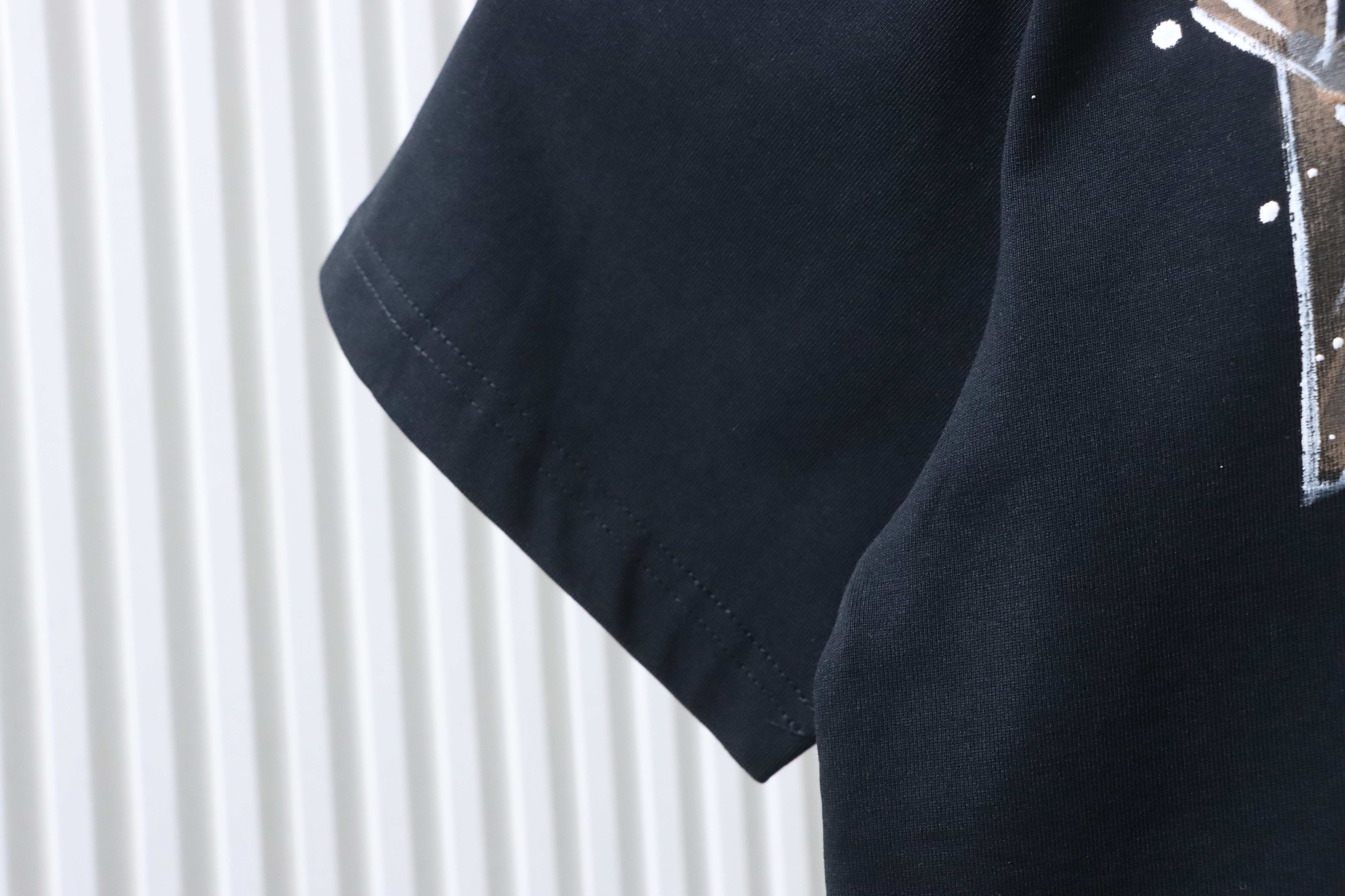 Balenciaga Double BB Hand-Painted Graffiti T-Shirt YL#150 Black