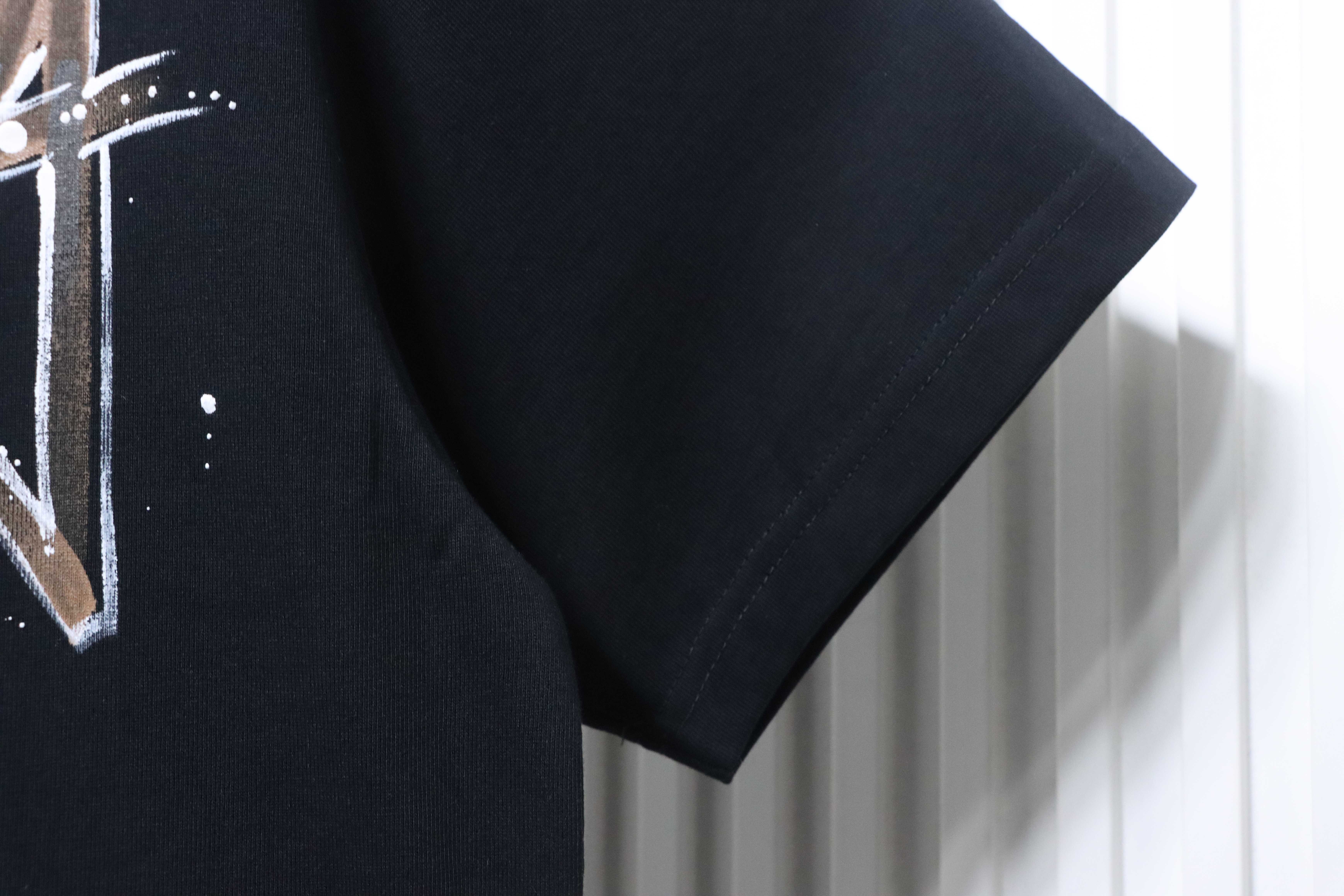 Balenciaga Double BB Hand-Painted Graffiti T-Shirt YL#150 Black