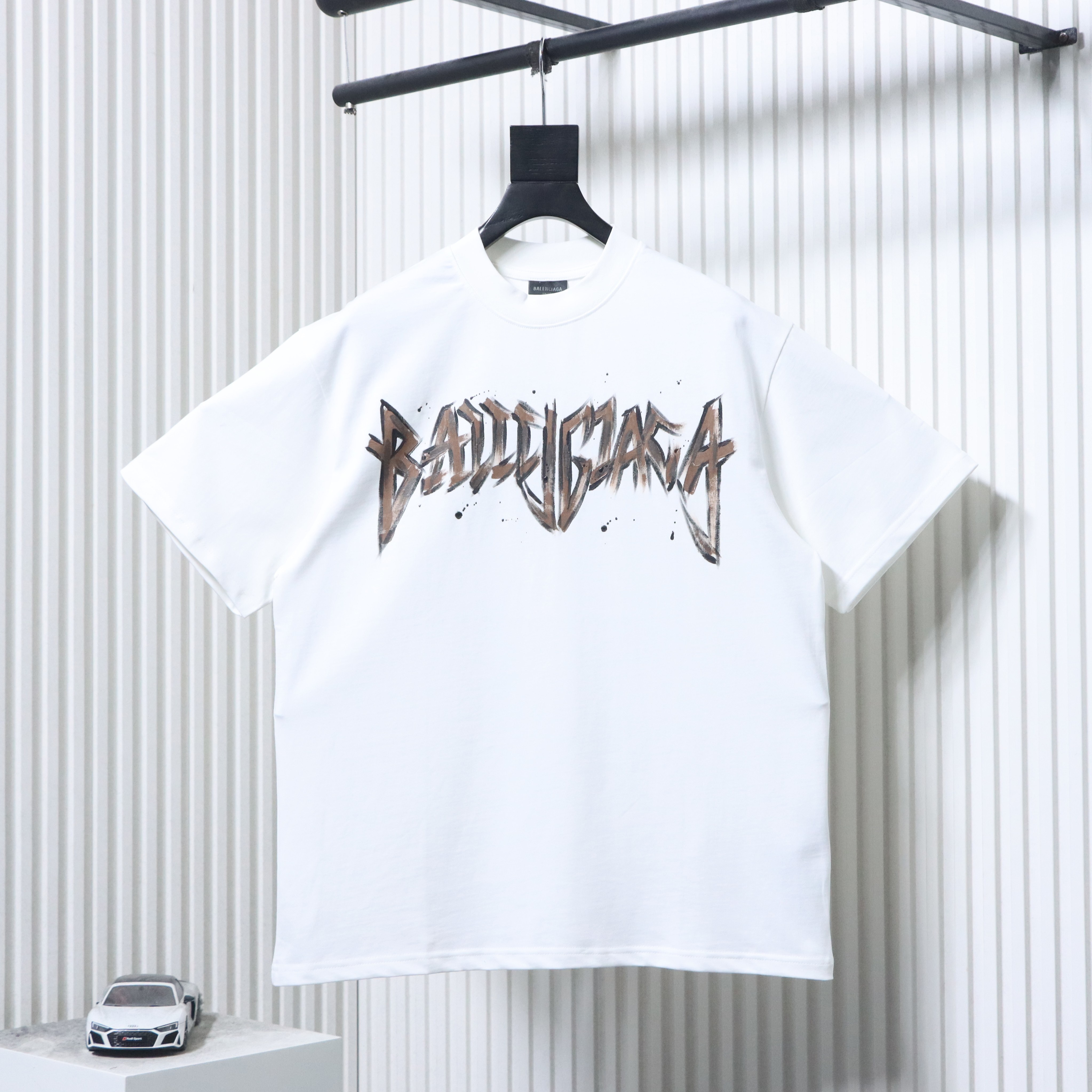 Balenciaga Double BB Hand-Painted Graffiti T-Shirt YL#150 White