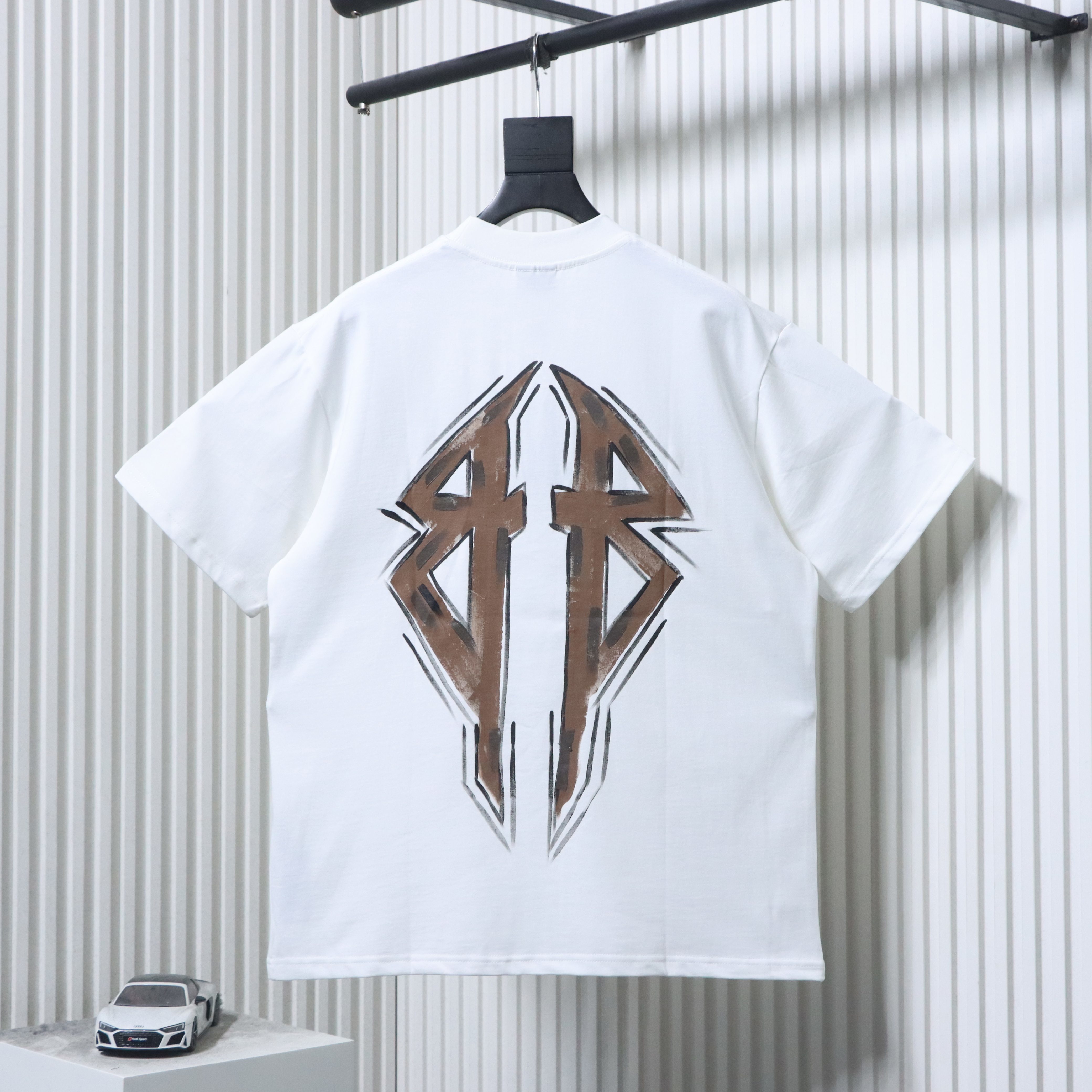 Balenciaga Double BB Hand-Painted Graffiti T-Shirt YL#150 White