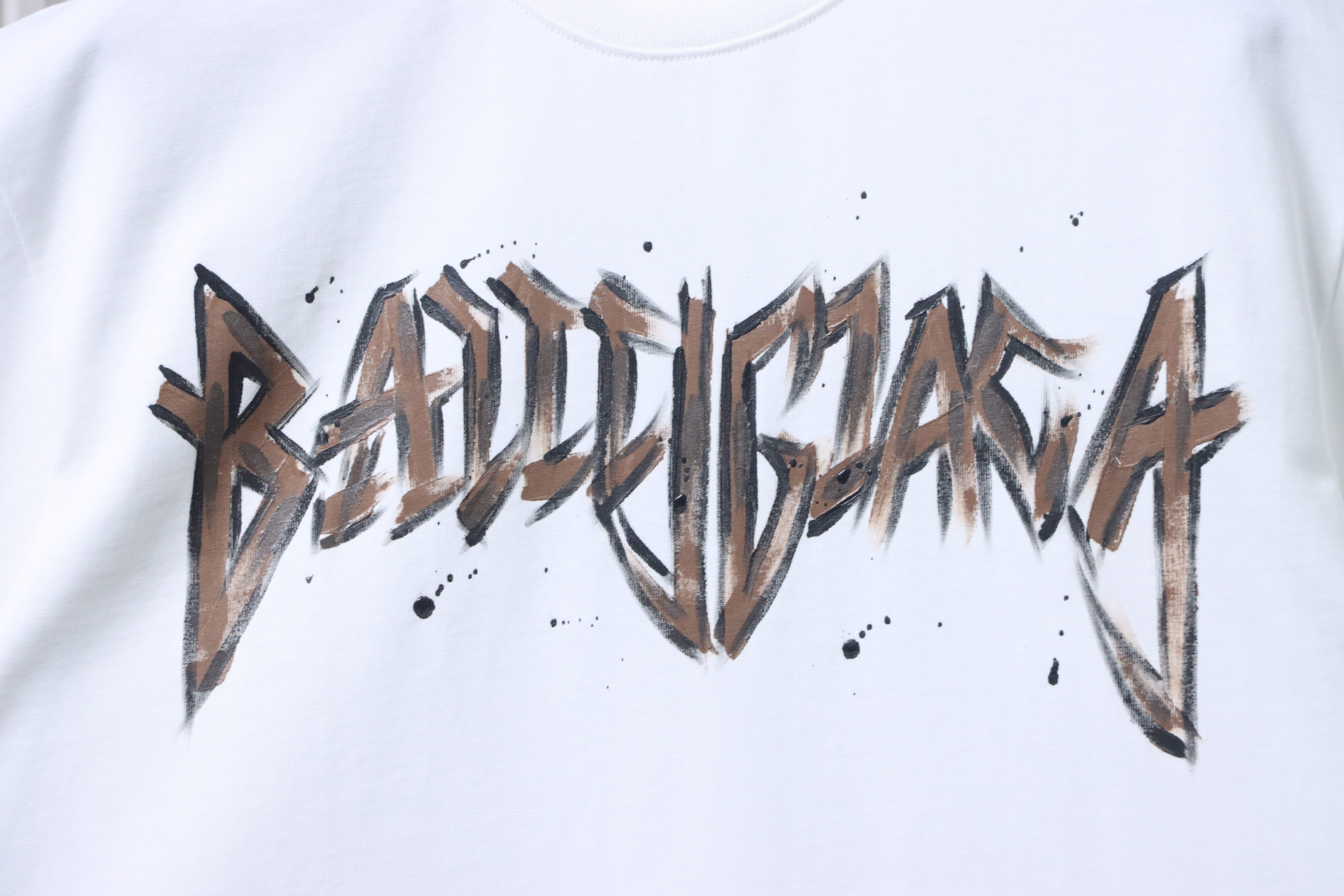 Balenciaga Double BB Hand-Painted Graffiti T-Shirt YL#150 White