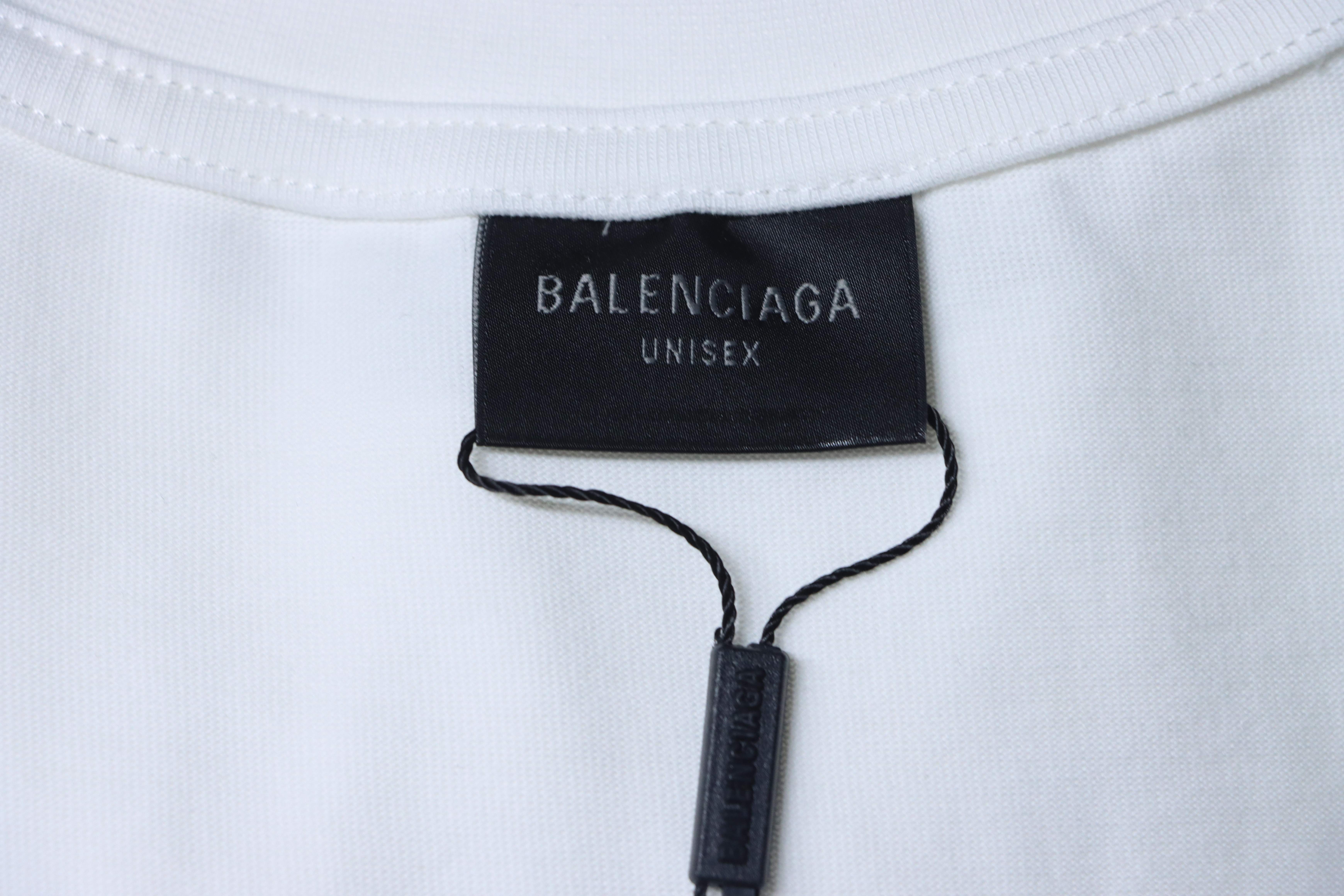 Balenciaga Double BB Hand-Painted Graffiti T-Shirt YL#150 White