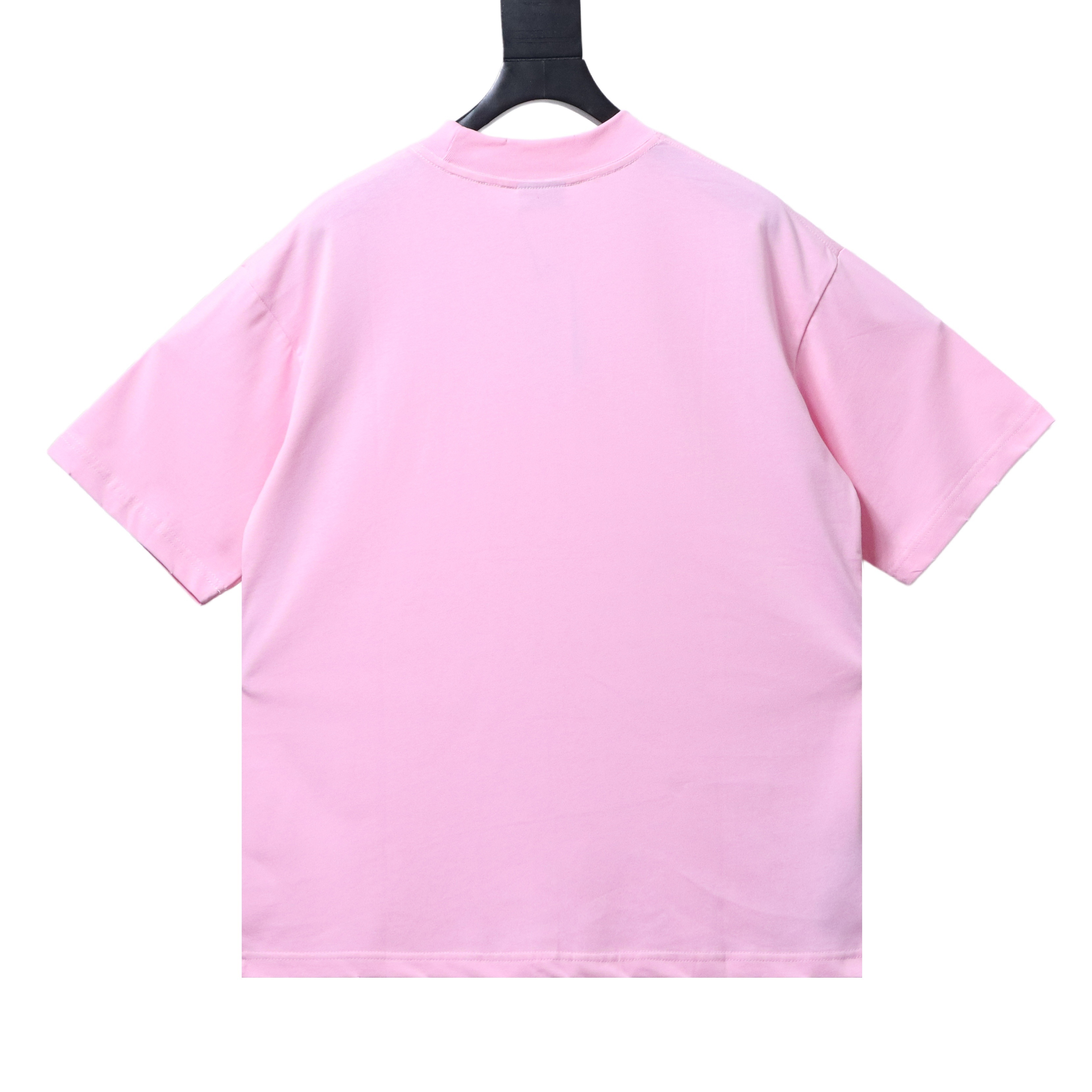 Balenciaga Fountain Letter Print T-Shirt YL#140 Pink
