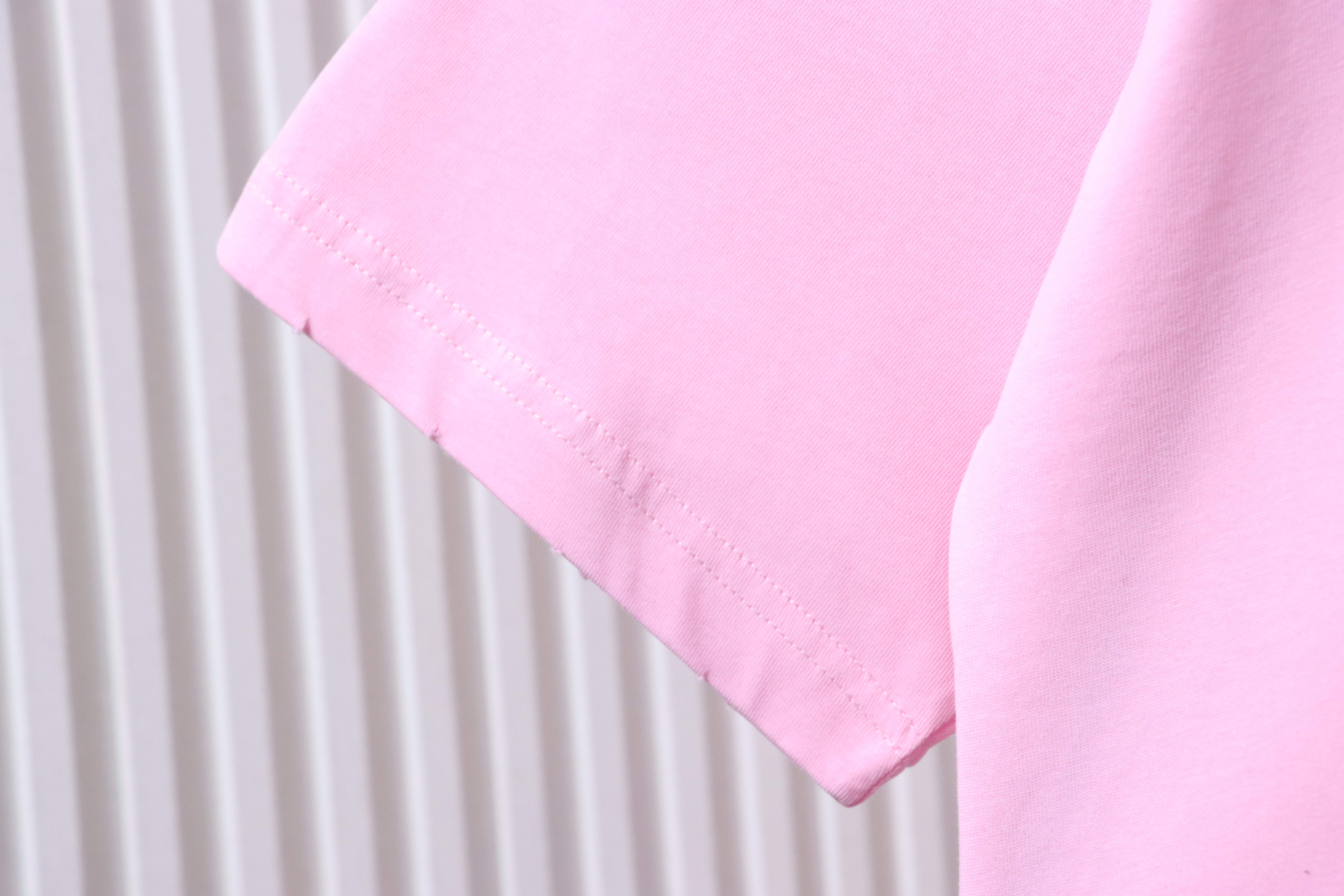 Balenciaga Fountain Letter Print T-Shirt YL#140 Pink