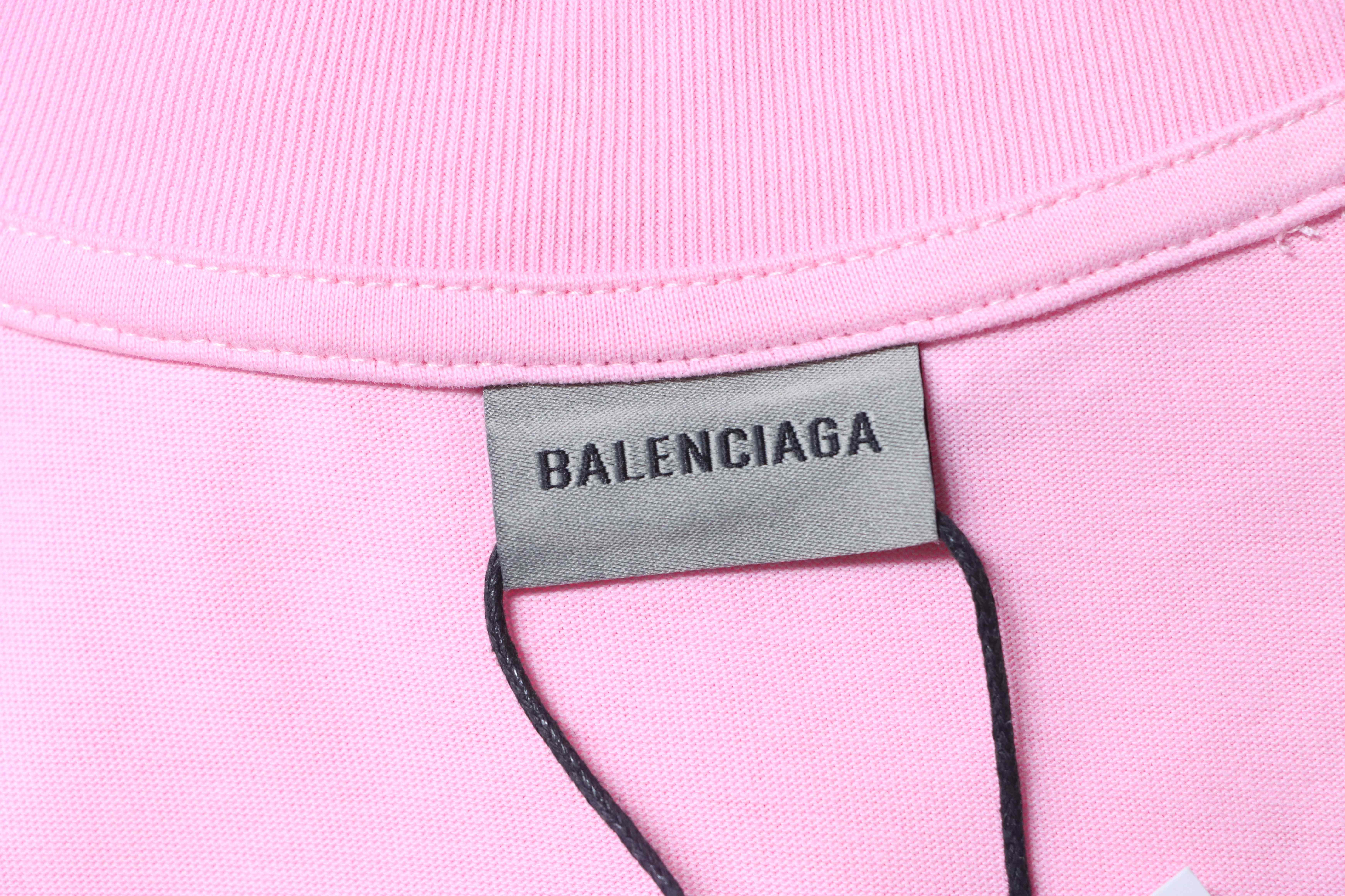 Balenciaga Fountain Letter Print T-Shirt YL#140 Pink