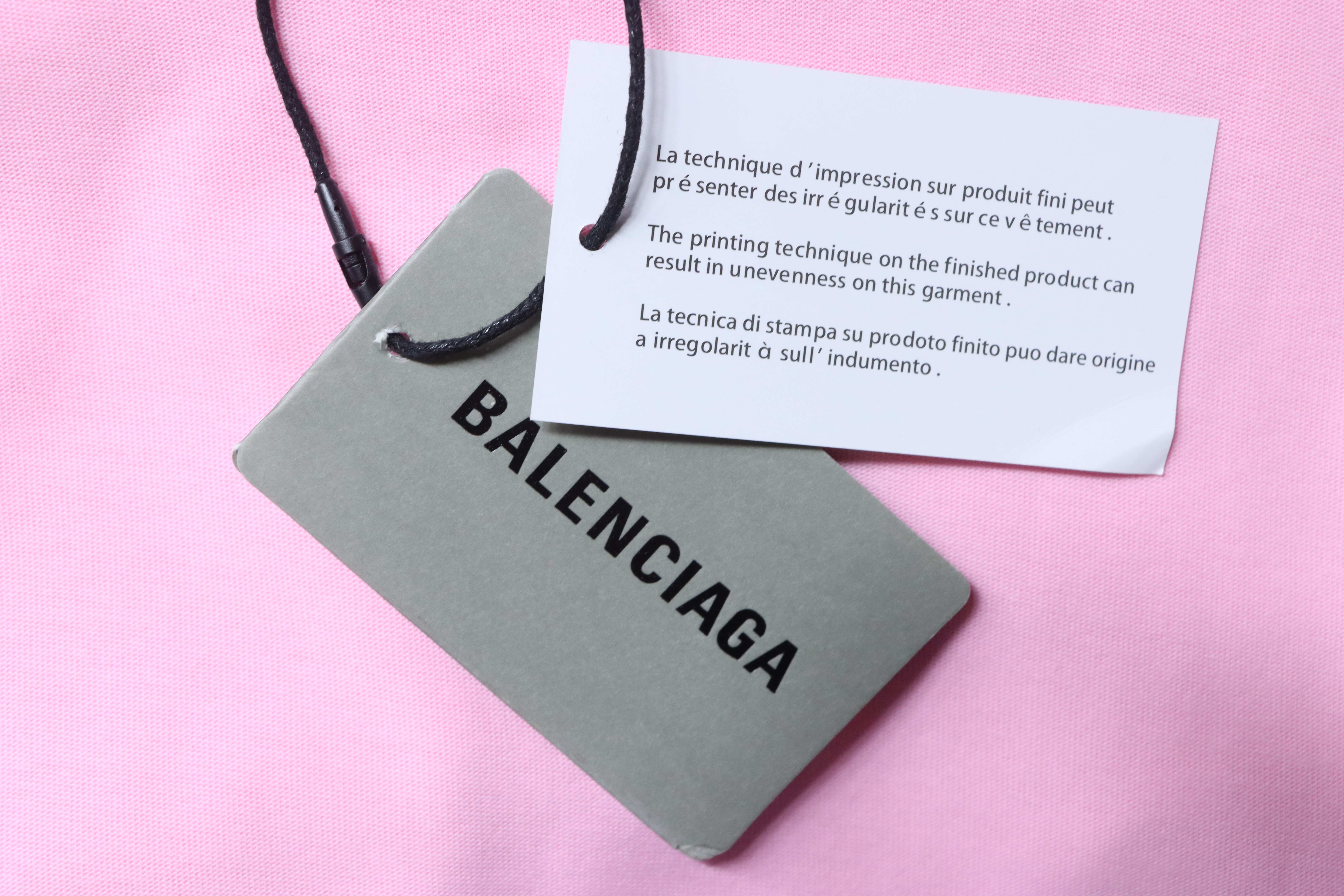 Balenciaga Fountain Letter Print T-Shirt YL#140 Pink