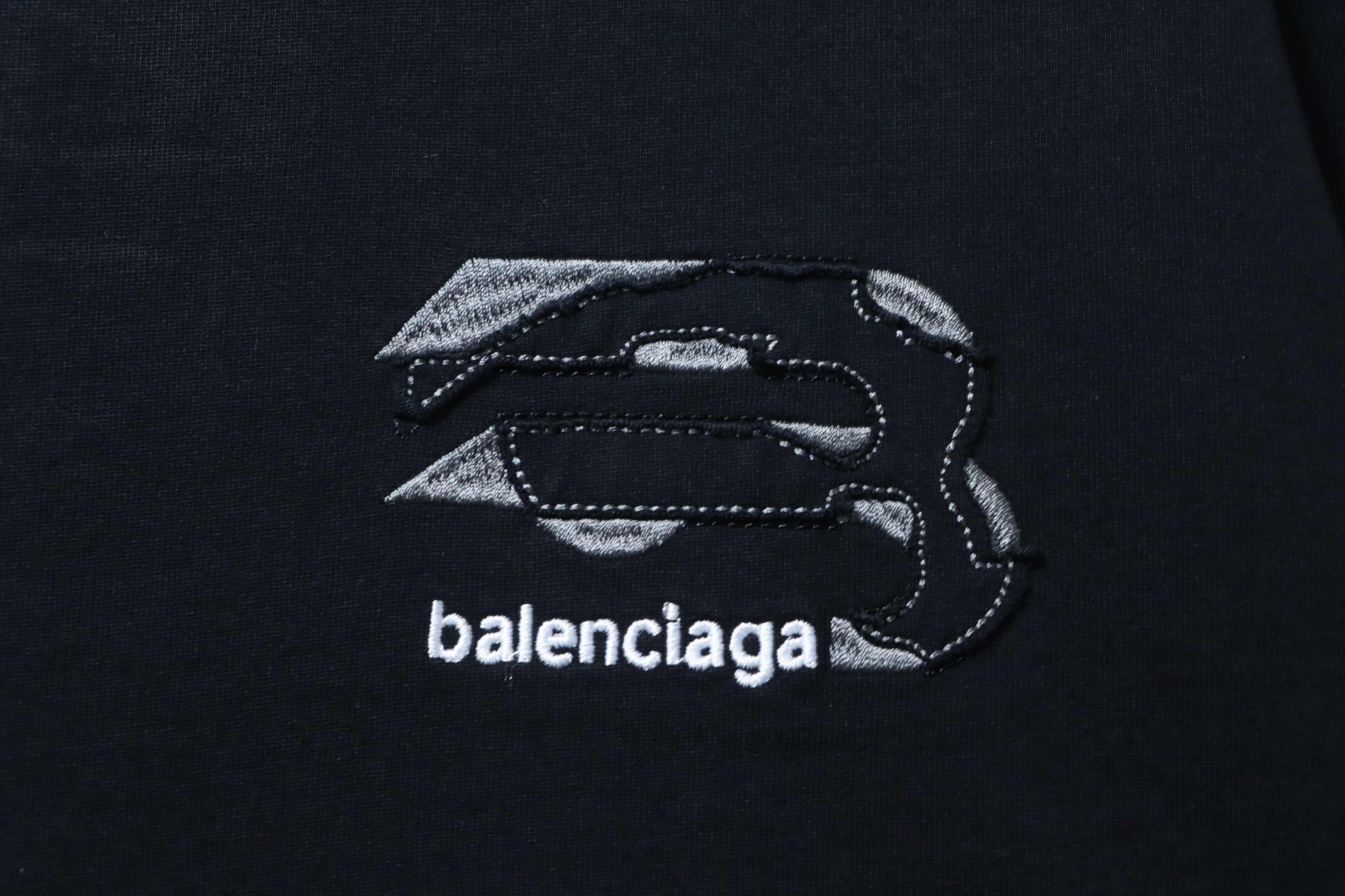Balenciaga Patch Embroidered T-Shirt YL #160 Black