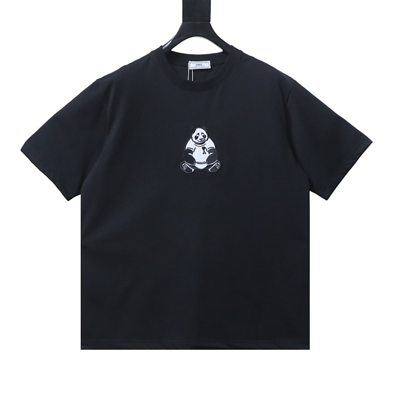 Ami 26SS Panda Round Neck T-shirt Black