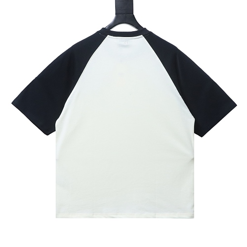 Ami Paris 26SS Contrasting Color Patchwork T-shirt White Black