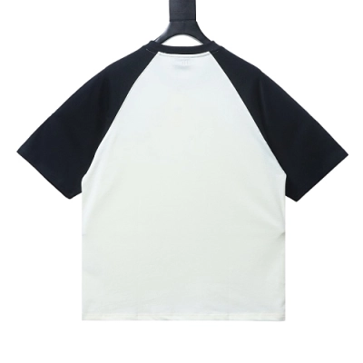 Ami Paris 26SS Contrasting Color Patchwork T-shirt White Black 02