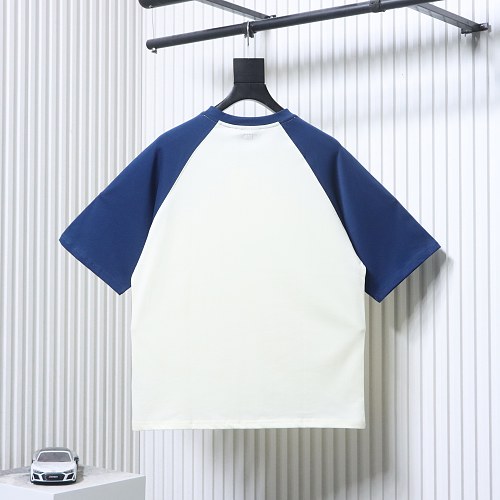 Ami Paris 26SS Contrasting Color Patchwork T-shirt White Blue