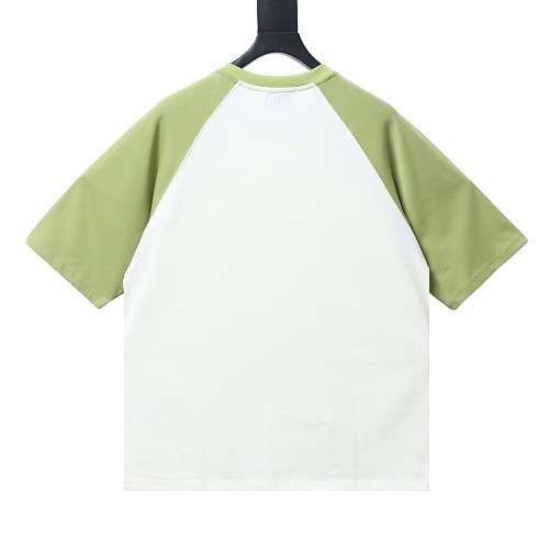 Ami Paris 26SS Contrasting Color Patchwork T-shirt White Green