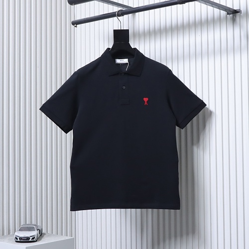 Ami Paris Classic Love Embroidered Polo Short Sleeve Black
