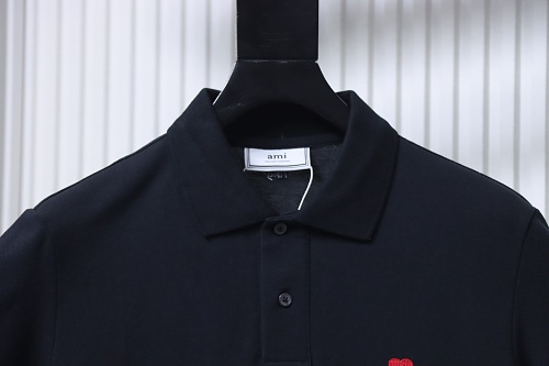 Ami Paris Classic Love Embroidered Polo Short Sleeve Black