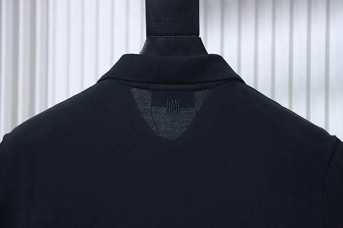 Ami Paris Classic Love Embroidered Polo Short Sleeve Black
