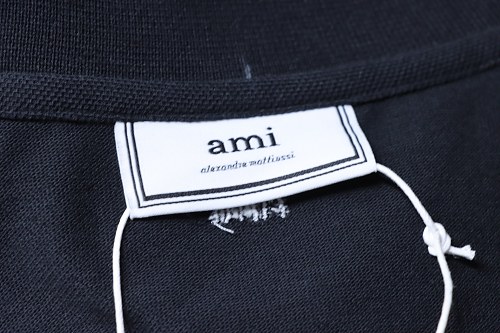 Ami Paris Classic Love Embroidered Polo Short Sleeve Black