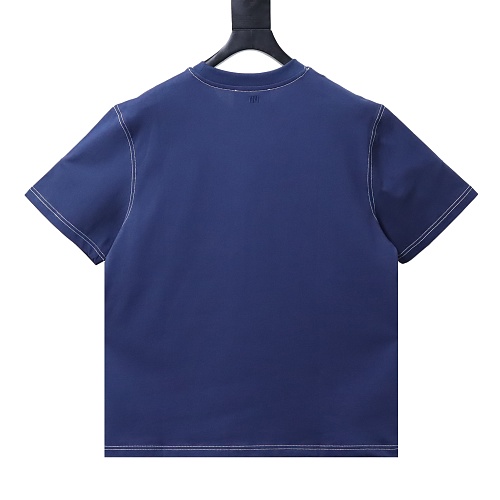 Ami Paris Classic Love Embroidered Polo Short Sleeve Blue