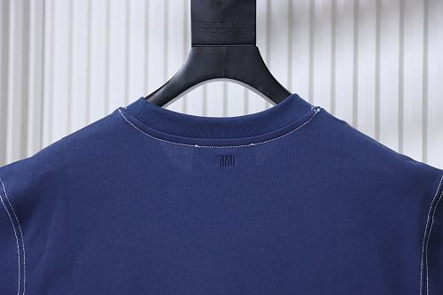 Ami Paris Classic Love Embroidered Polo Short Sleeve Blue