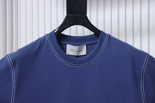 Ami Paris Classic Love Embroidered Polo Short Sleeve Blue